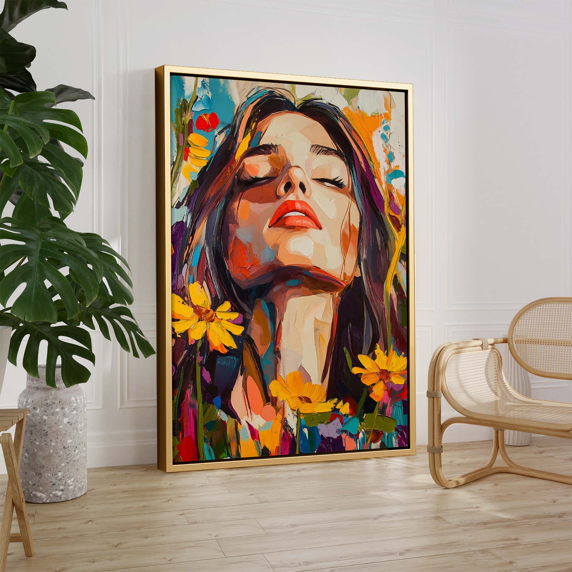 Head in the Flowers Canvas Print Canvas Art Wildfrog Art