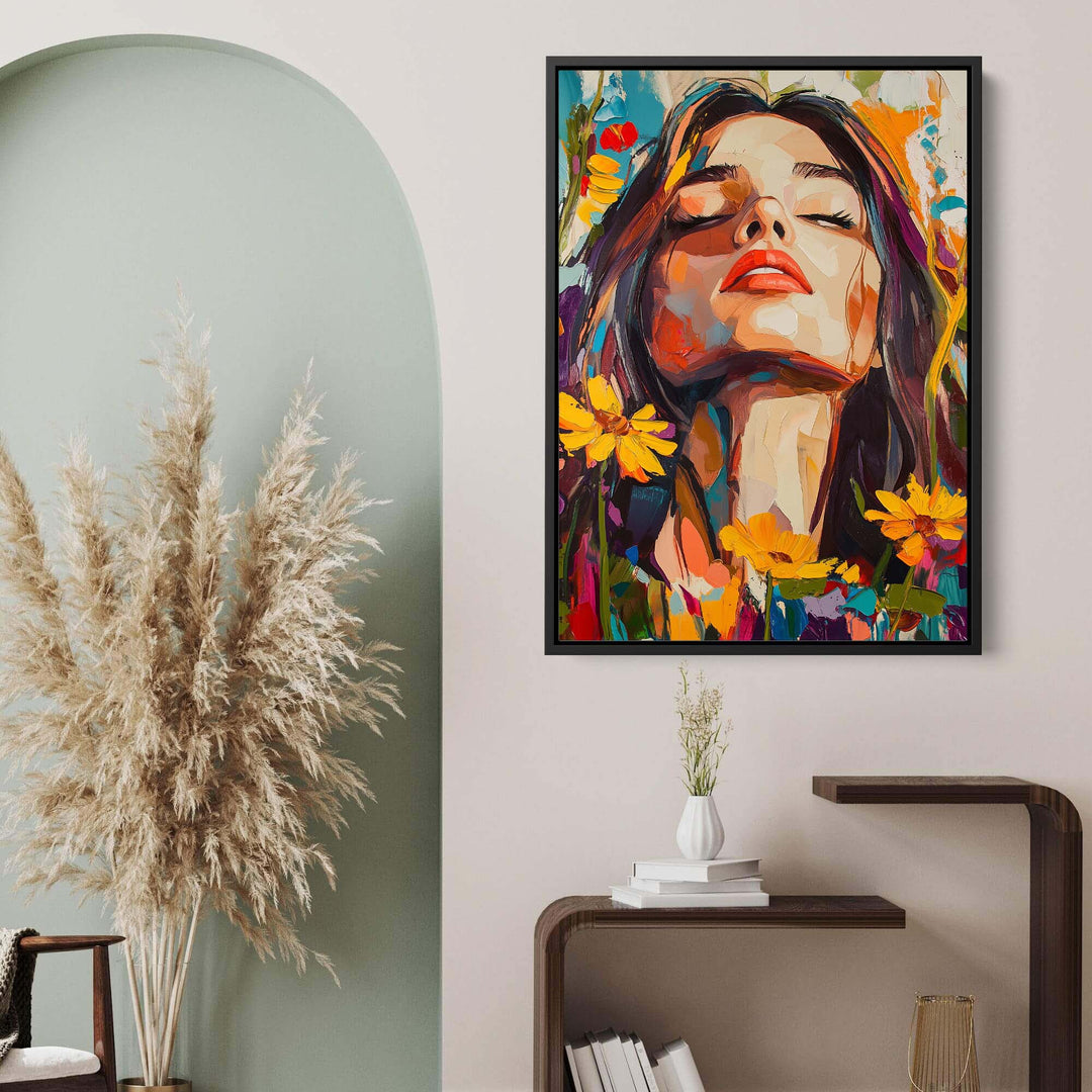 Head in the Flowers Canvas Print Canvas Art Wildfrog Art