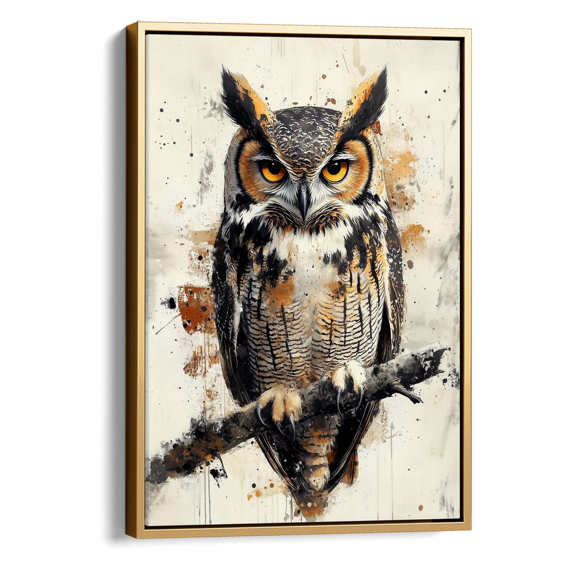 Horned Owl Splash Canvas Print Canvas Art Wildfrog Art