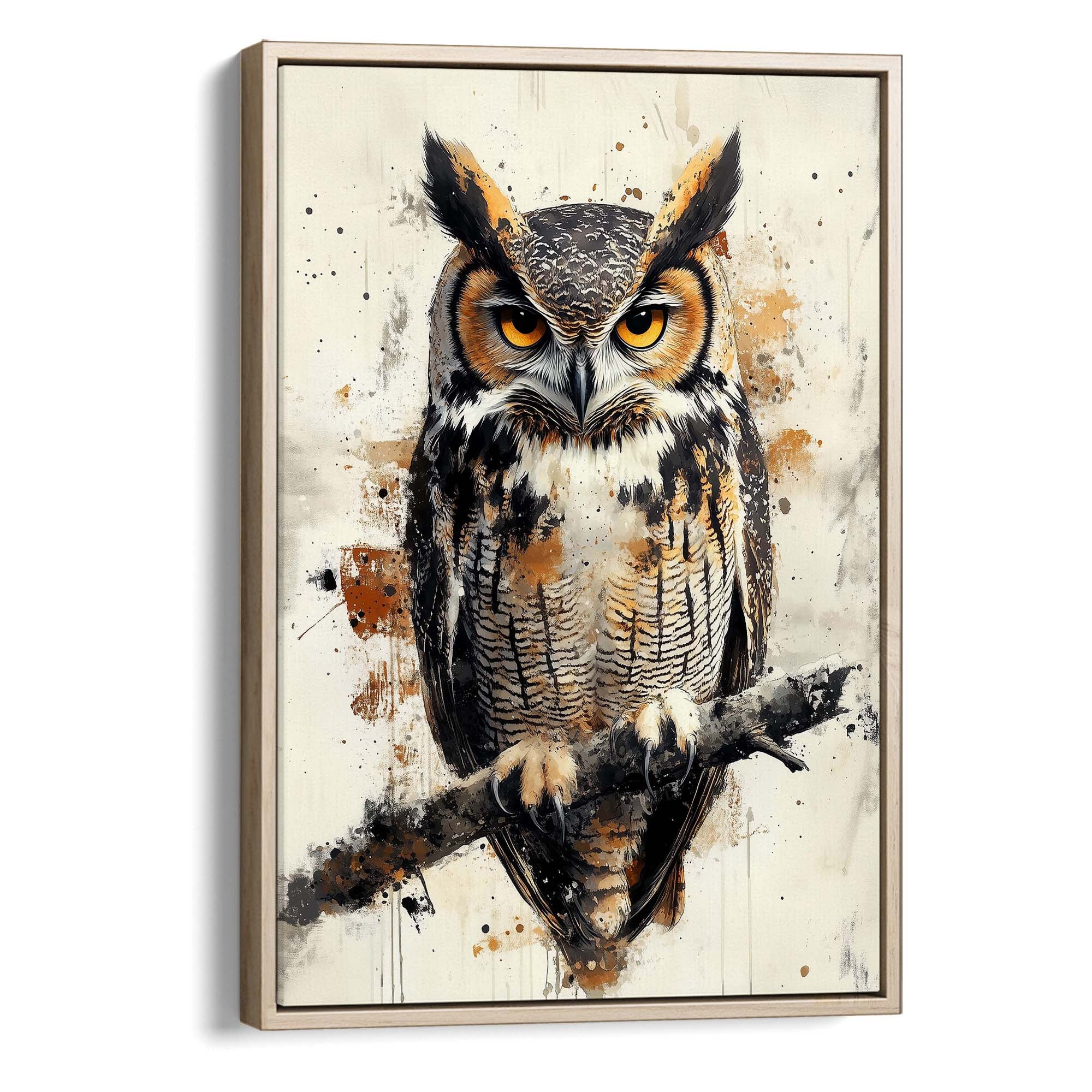 Horned Owl Splash Canvas Print Canvas Art Wildfrog Art