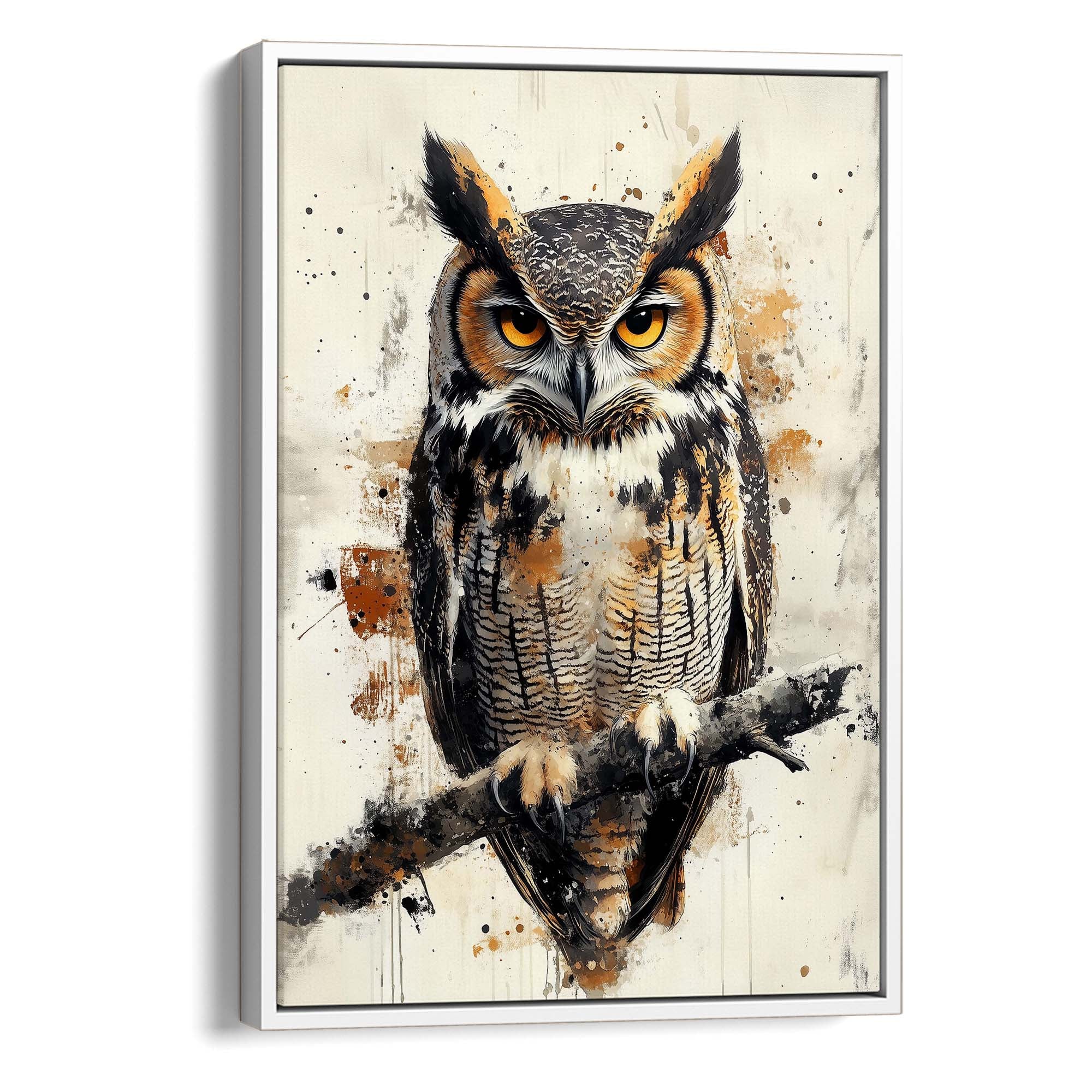 Horned Owl Splash Canvas Print Canvas Art Wildfrog Art