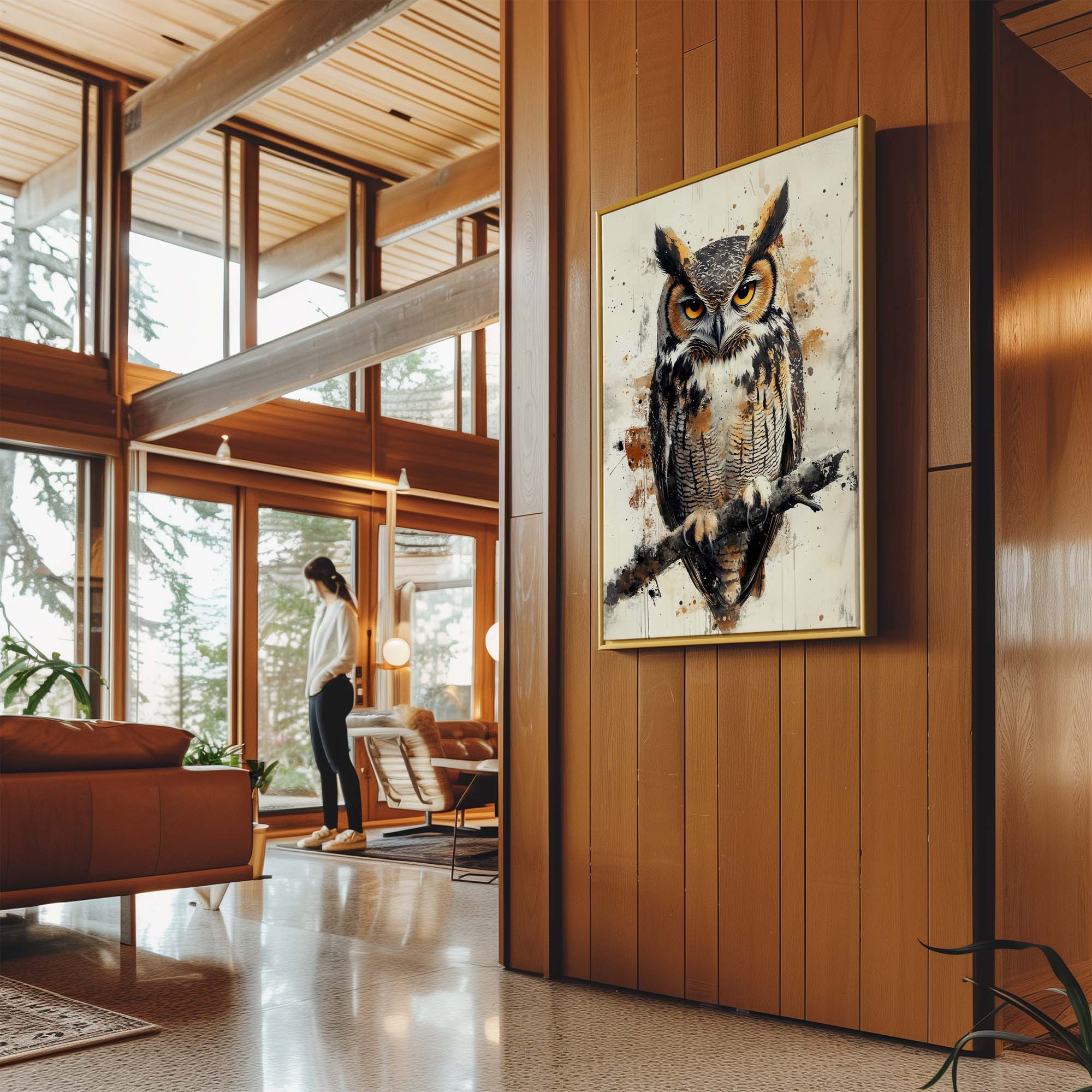 Horned Owl Splash Canvas Print Canvas Art Wildfrog Art