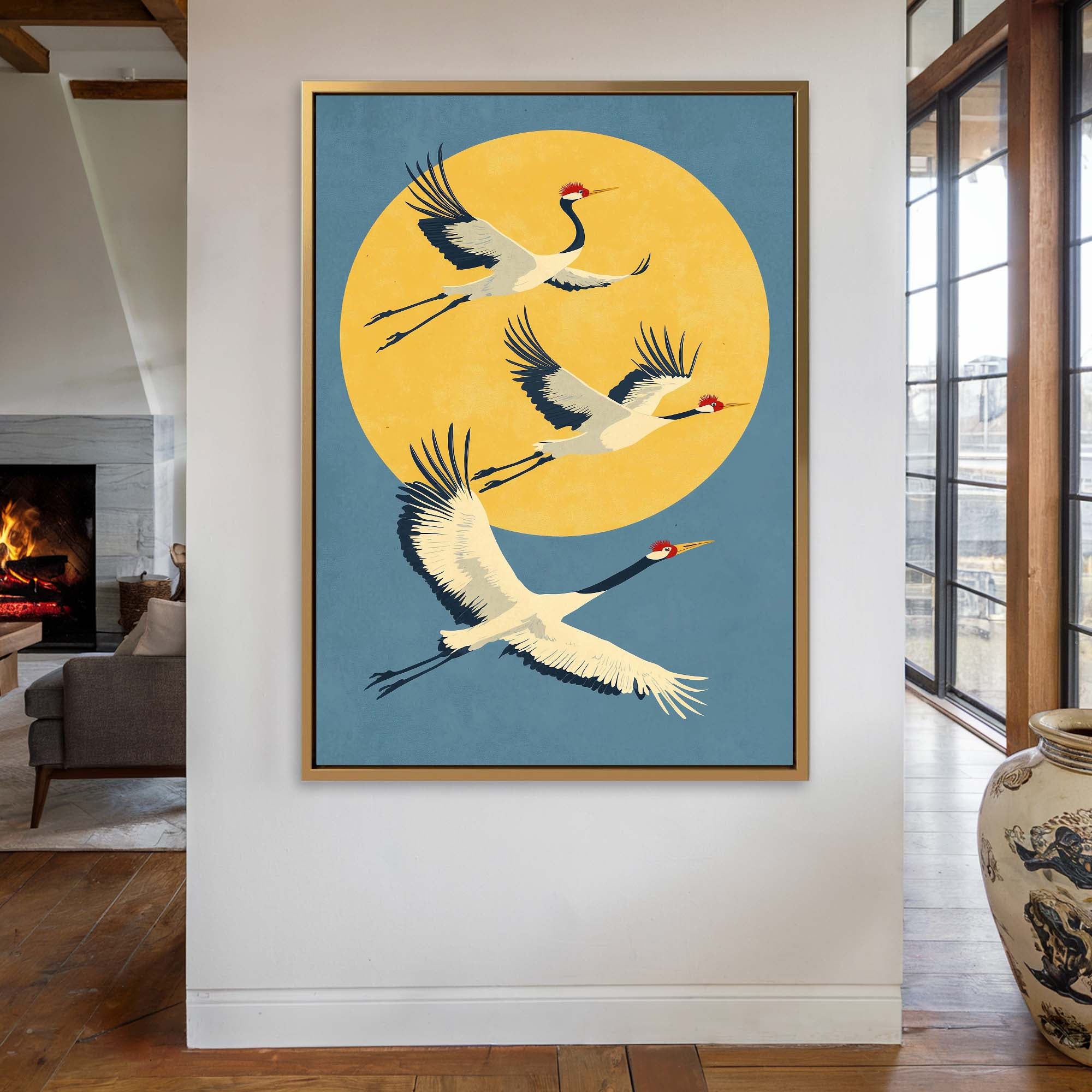 Japandi Cranes Canvas Print Canvas Art Wildfrog Art