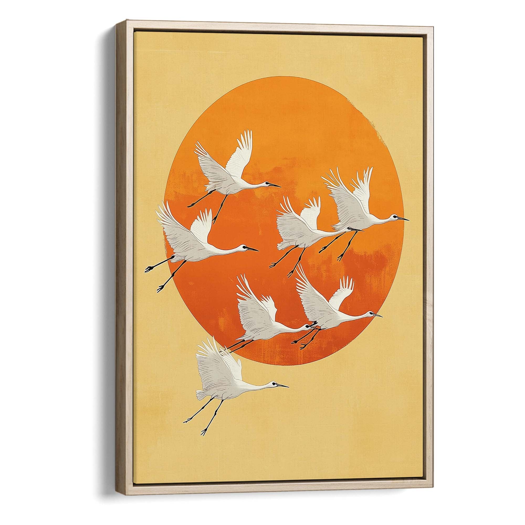 Japandi Sun Cranes No2 Canvas Print Canvas Art Wildfrog Art