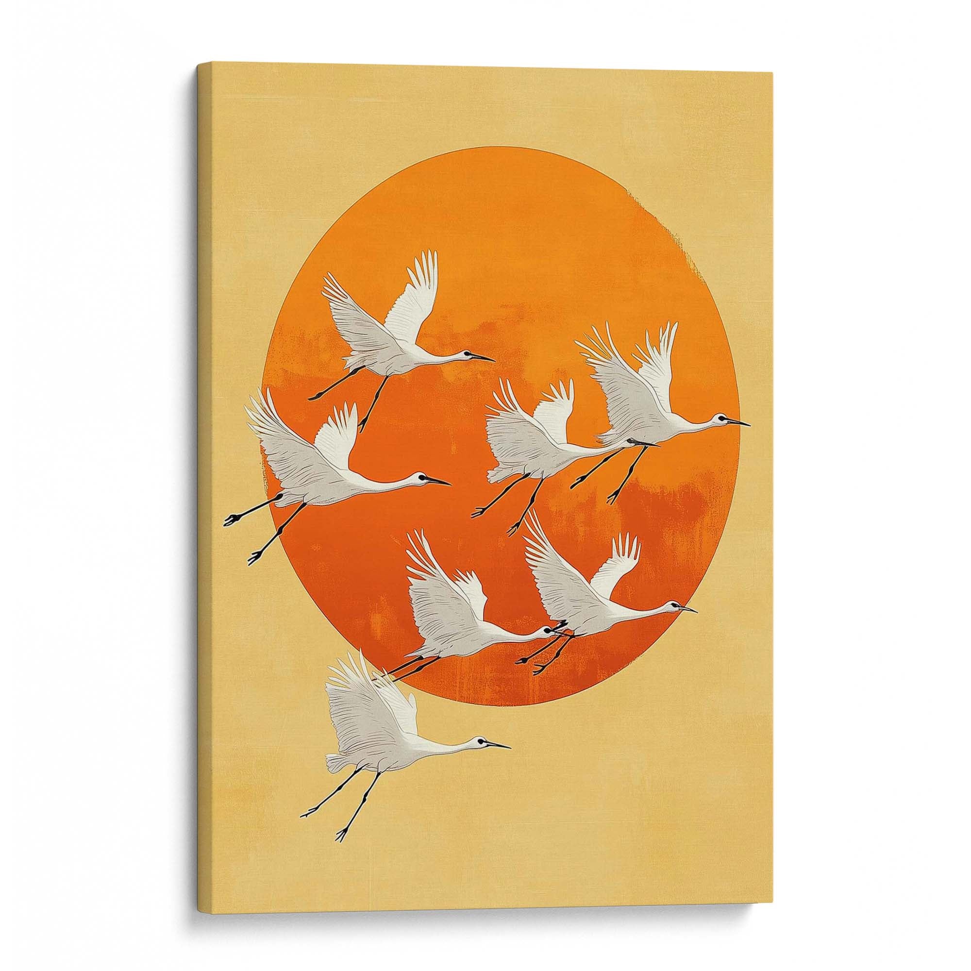 Japandi Sun Cranes No2 Canvas Print Canvas Art Wildfrog Art