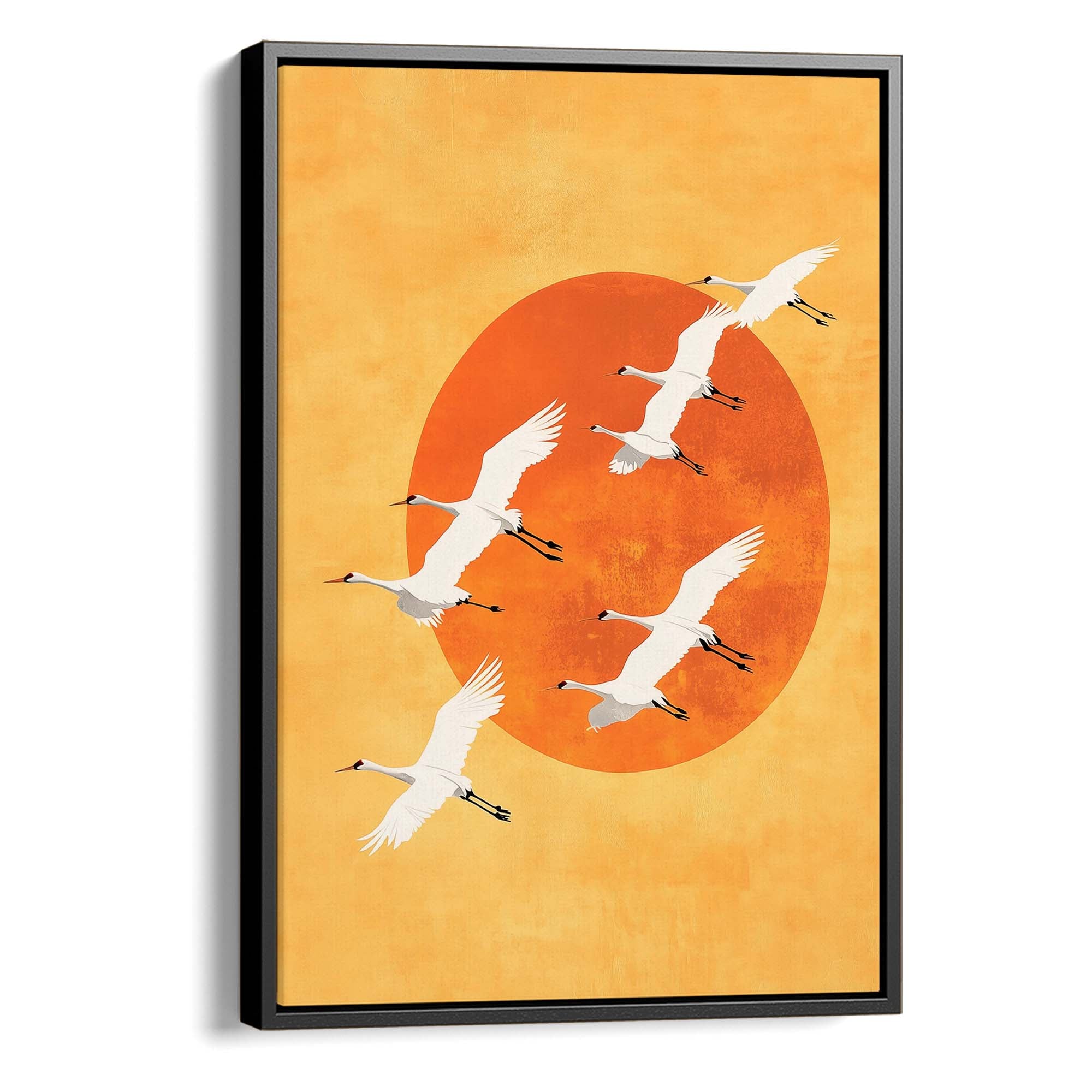 Japandi Sun Cranes Canvas Print Canvas Art Wildfrog Art