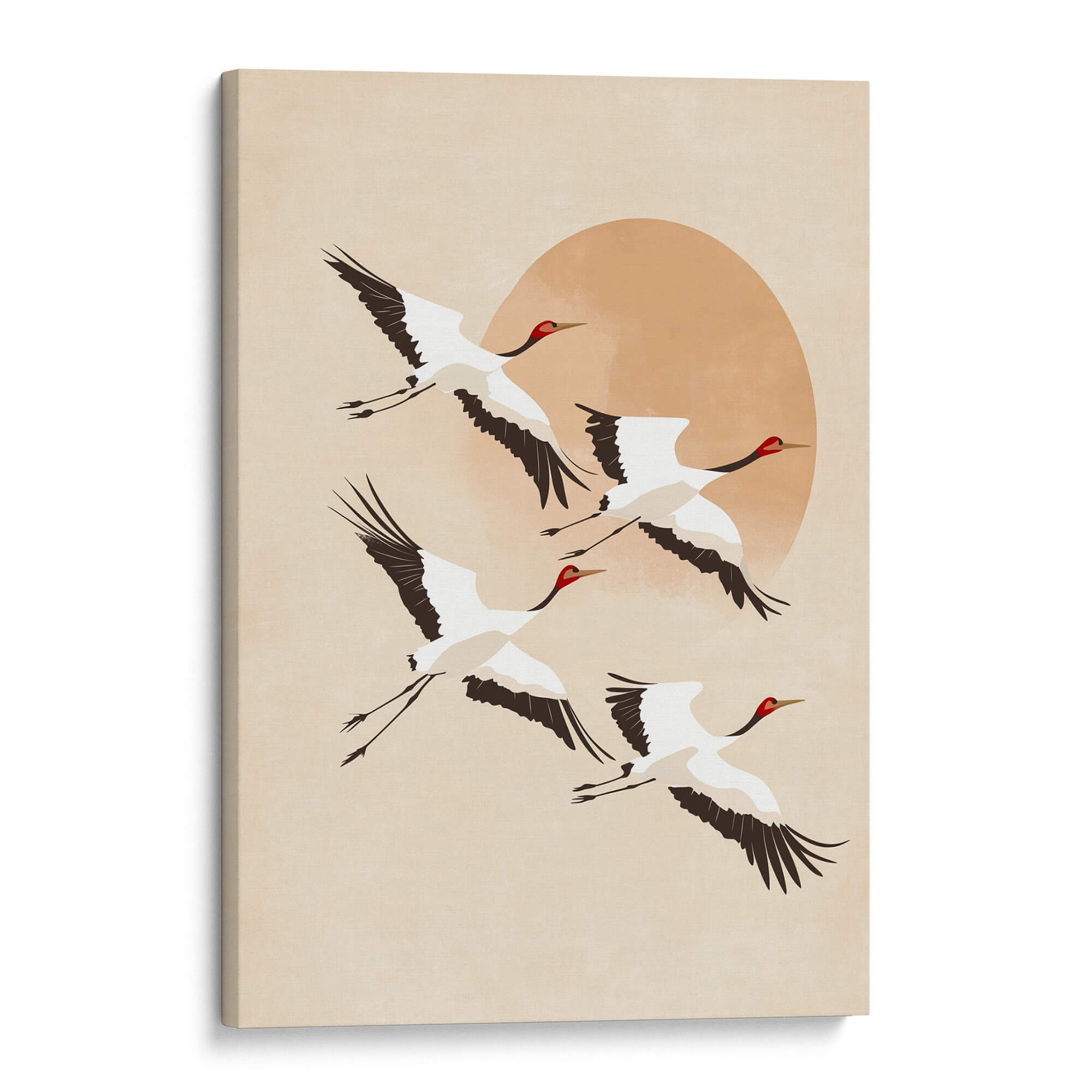 Japandi Tan Cranes No2 Canvas Print