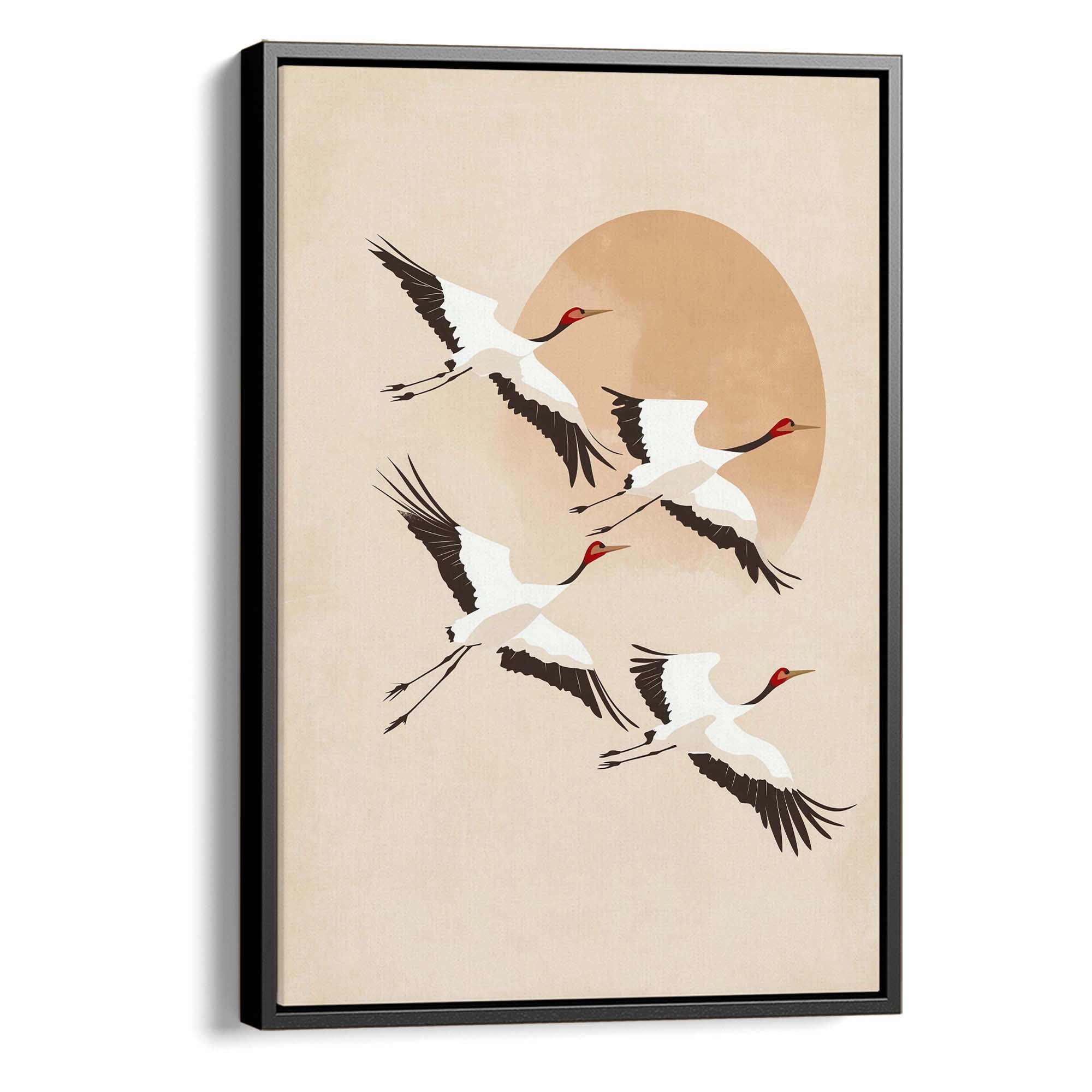 Japandi Tan Cranes No2 Canvas Print