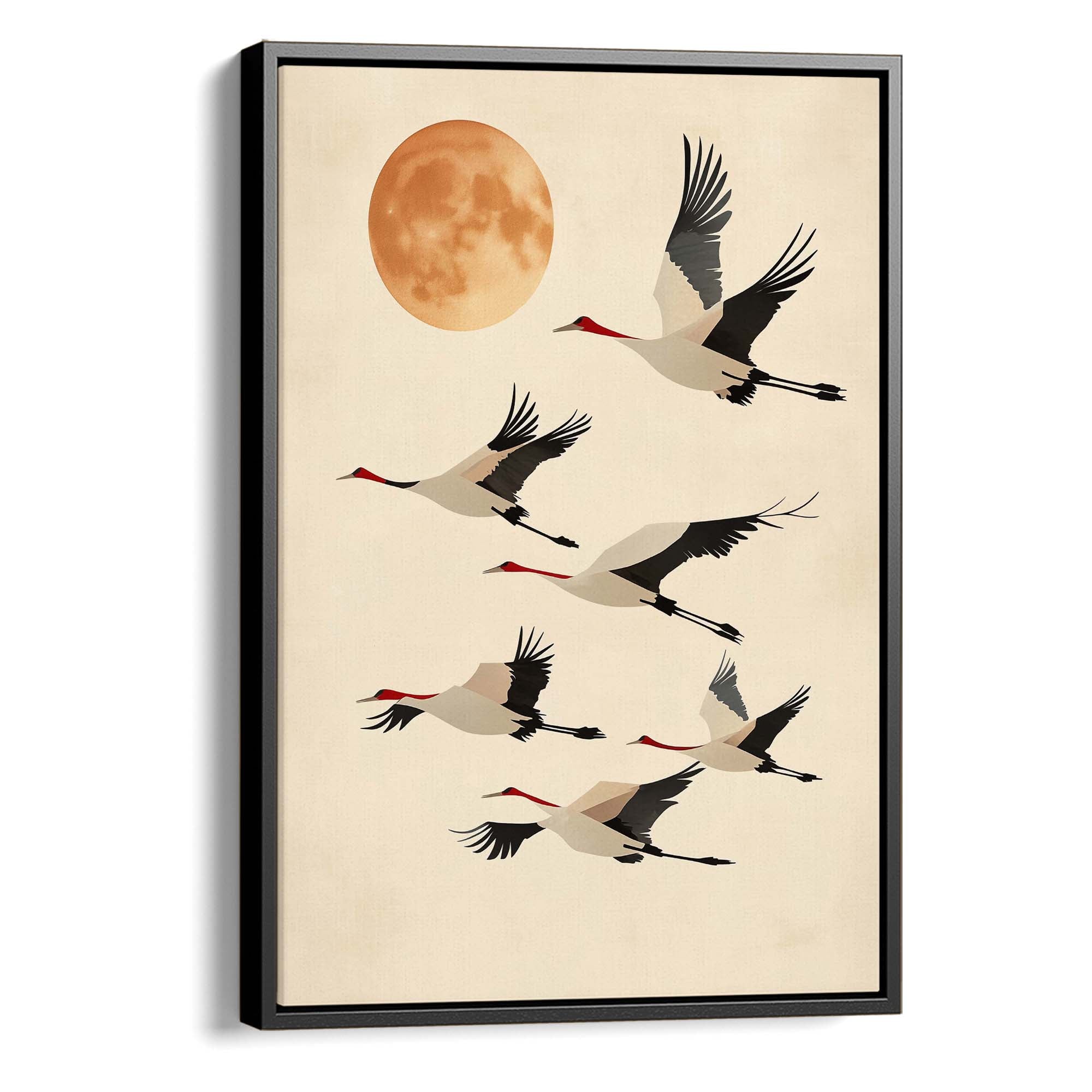 Japandi Tan Cranes Canvas Print Canvas Art Wildfrog Art