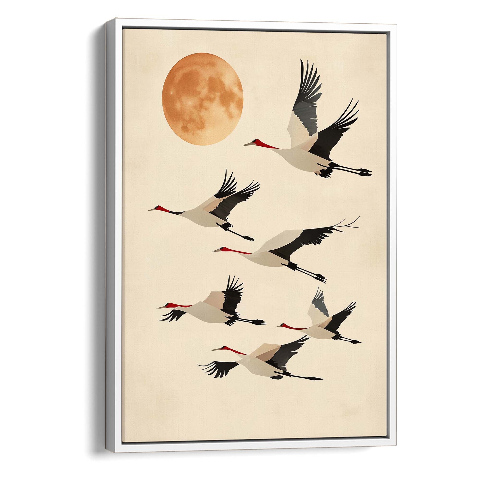 Japandi Tan Cranes Canvas Print Canvas Art Wildfrog Art