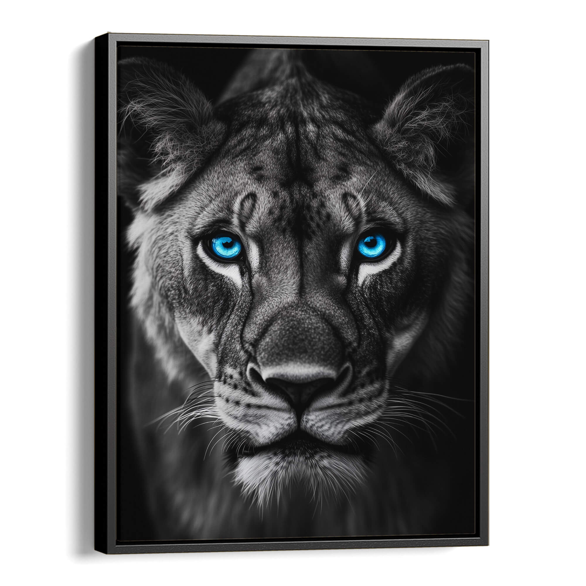 Lioness with Blue Eyes Front View Canvas Print Canvas Art Wildfrog Art