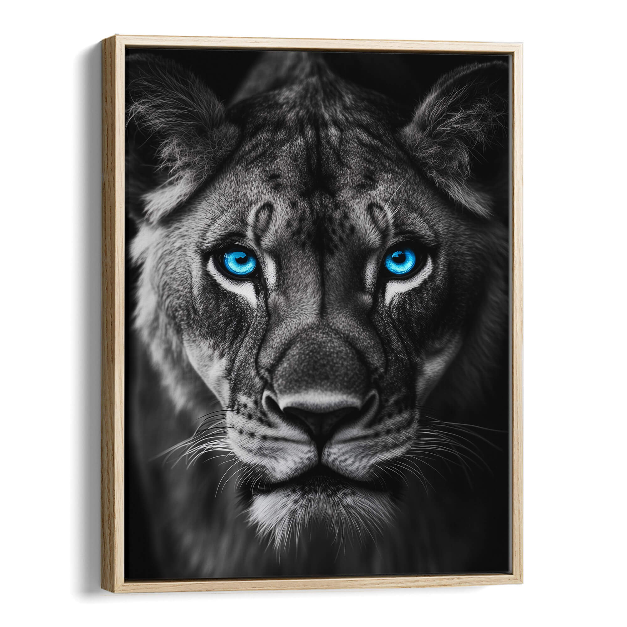 Lioness with Blue Eyes Front View Canvas Print Canvas Art Wildfrog Art