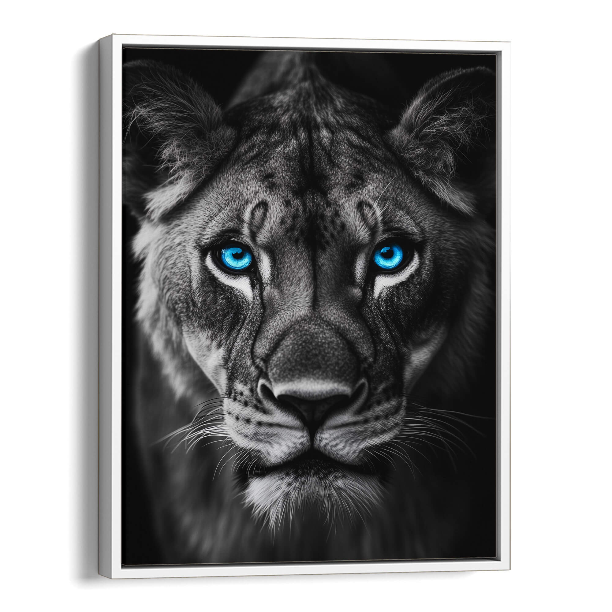 Lioness with Blue Eyes Front View Canvas Print Canvas Art Wildfrog Art