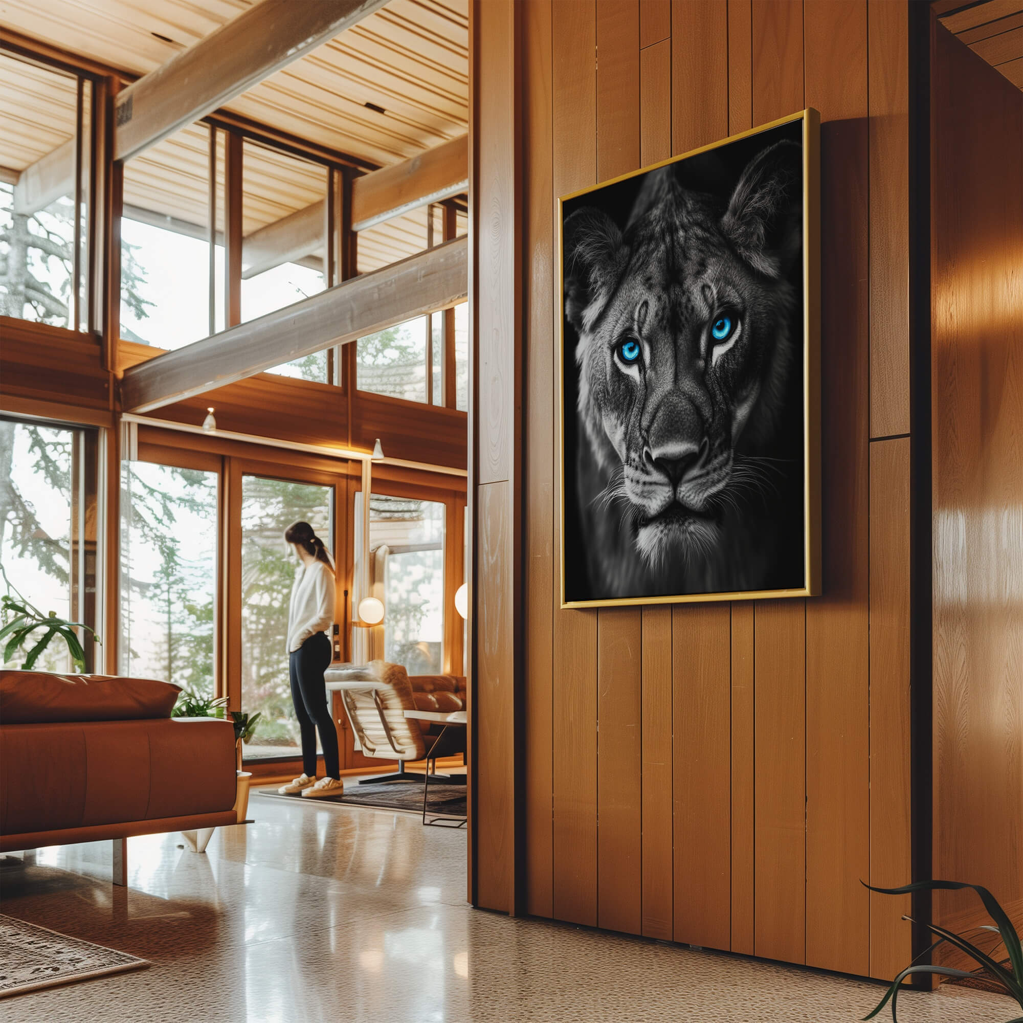 Lioness with Blue Eyes Front View Canvas Print Canvas Art Wildfrog Art