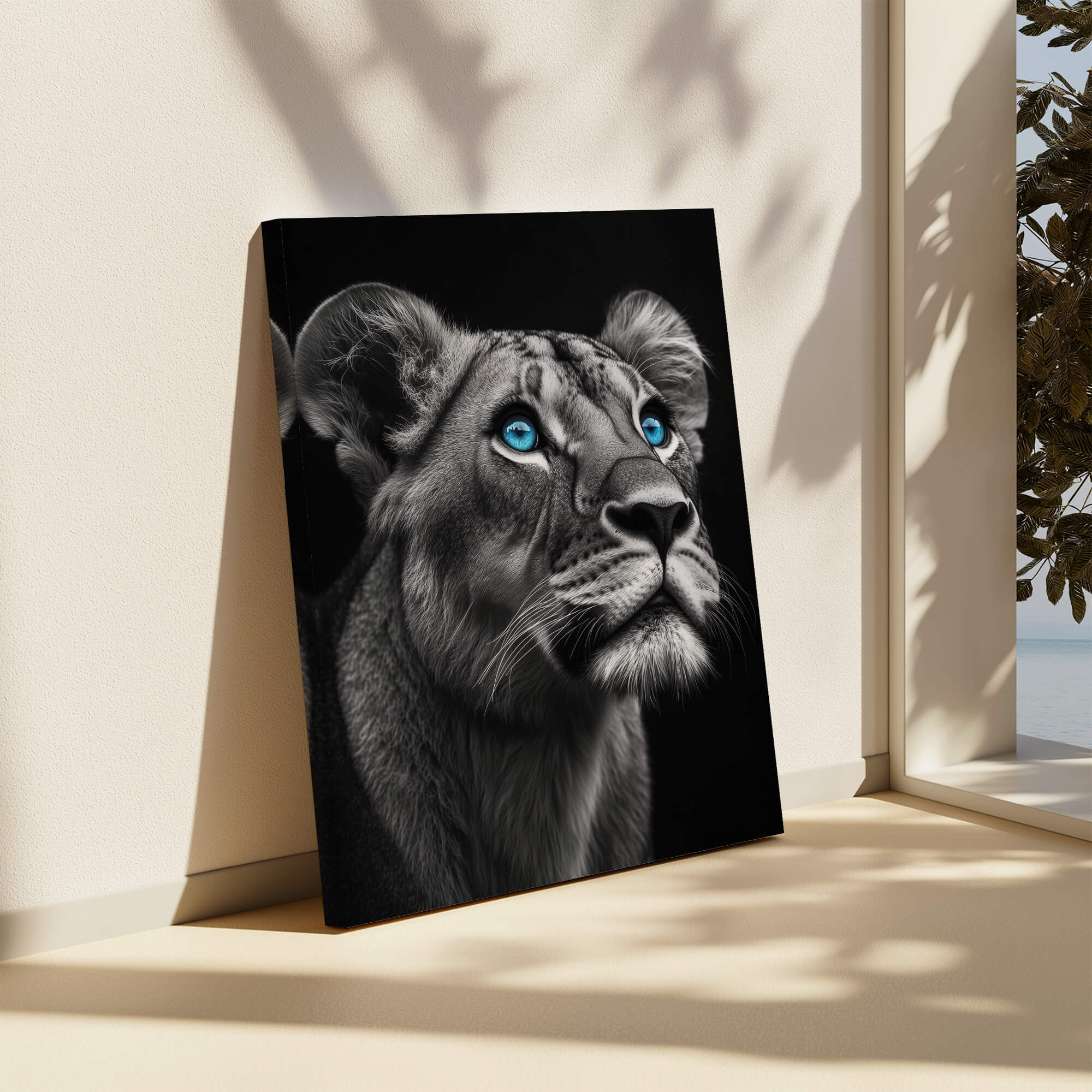 Lioness with Blue Eyes Side View Canvas Print Canvas Art Wildfrog Art