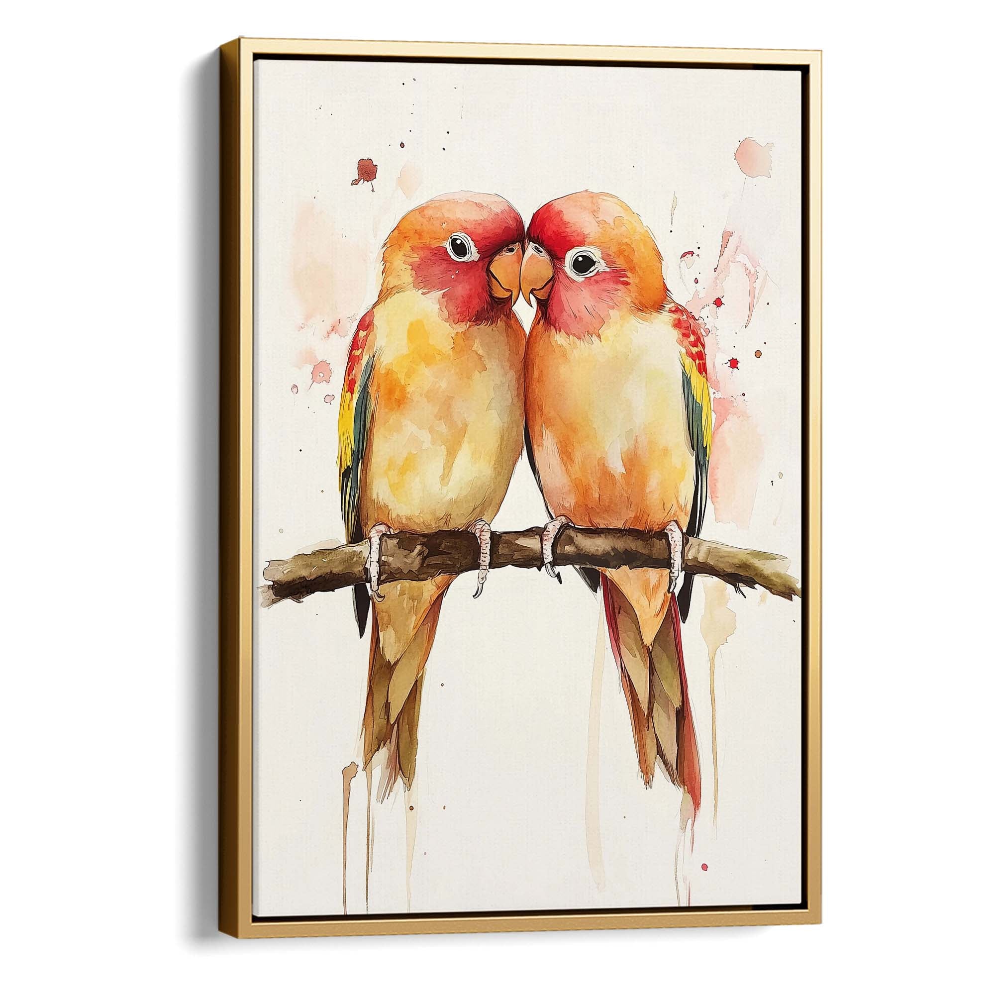 Lovebirds Splashed Canvas Print