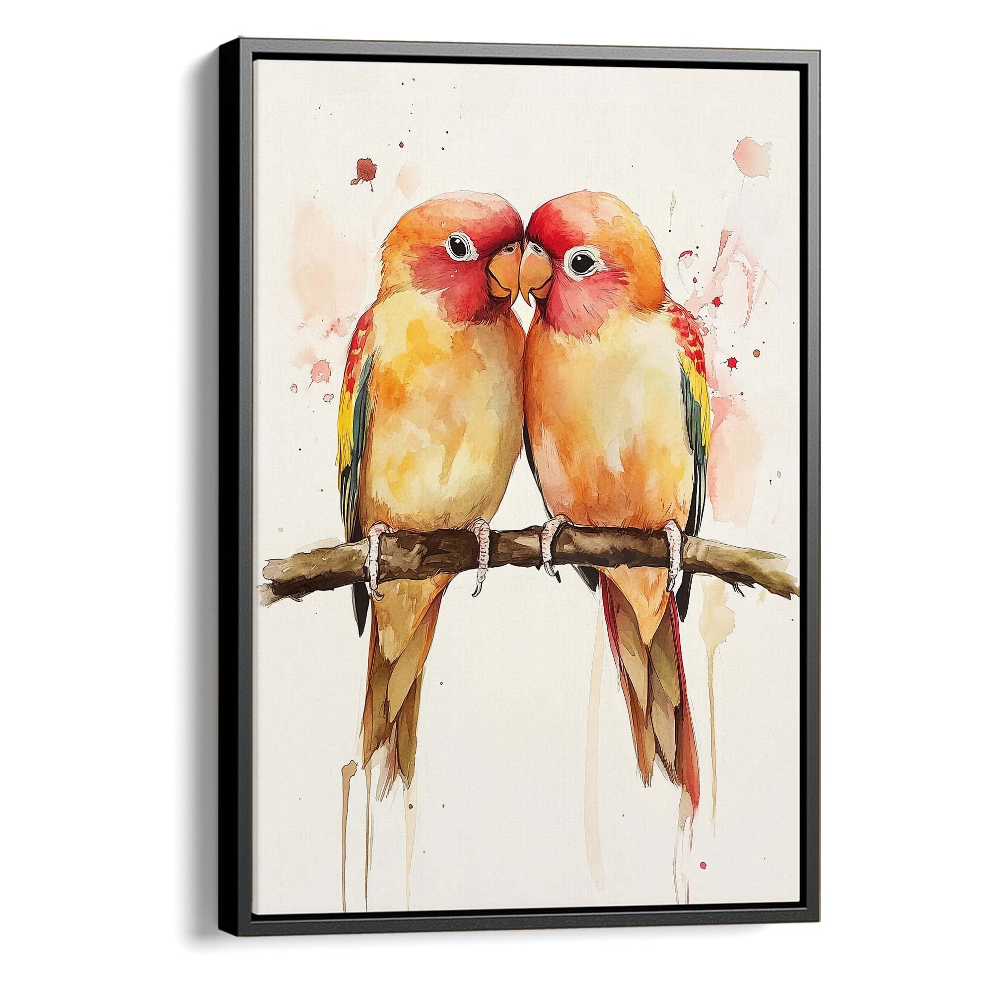 Lovebirds Splashed Canvas Print