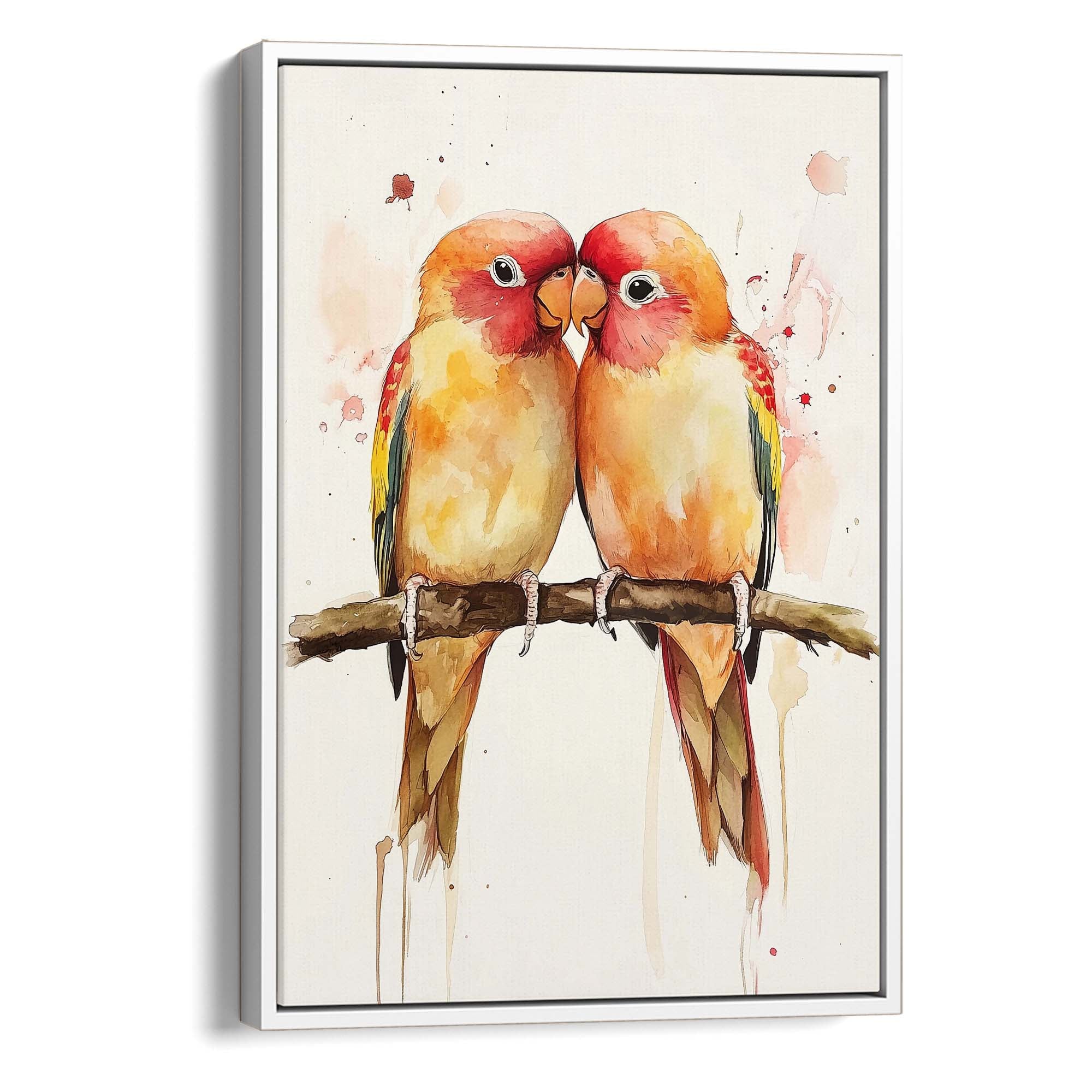 Lovebirds Splashed Canvas Print