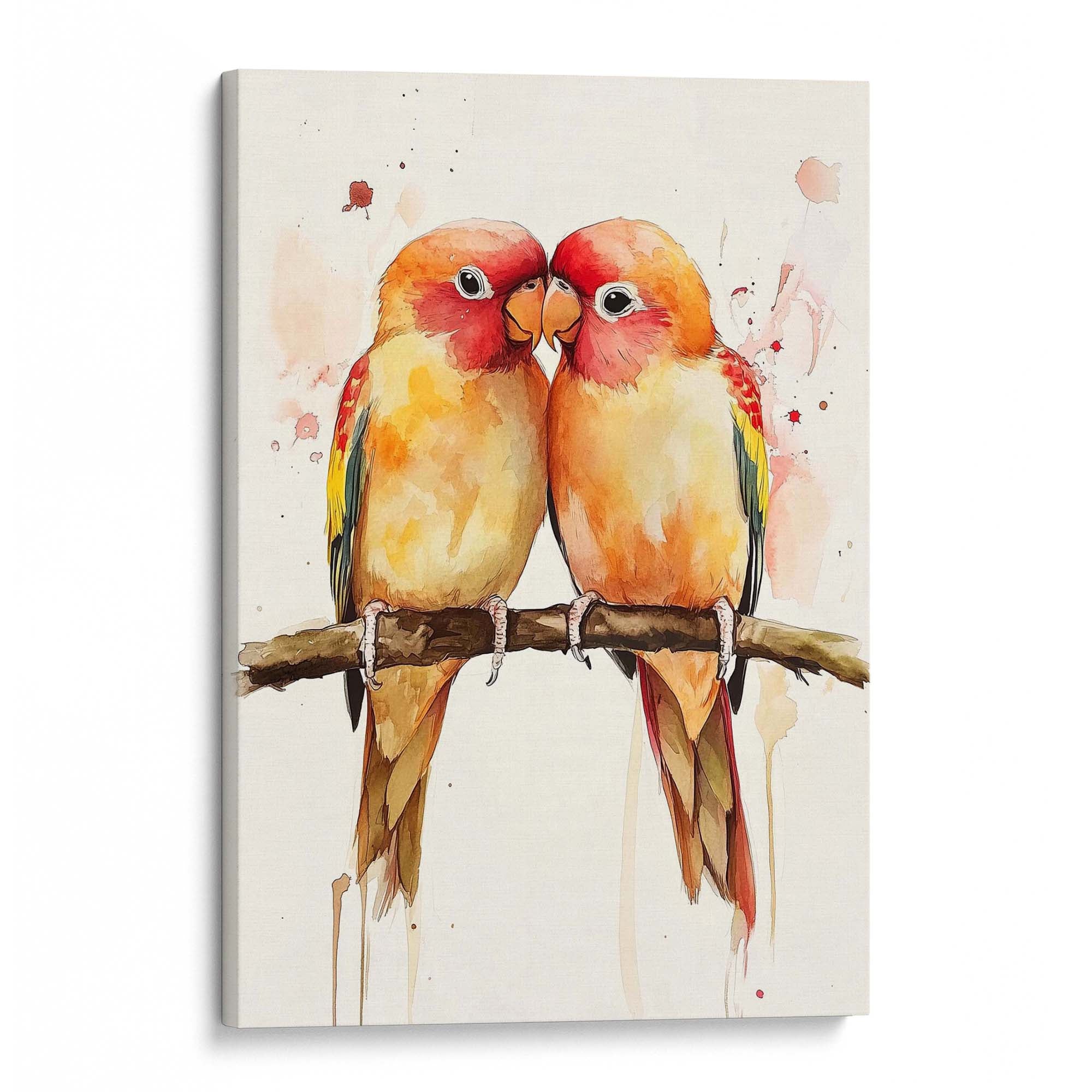 Lovebirds Splashed Canvas Print