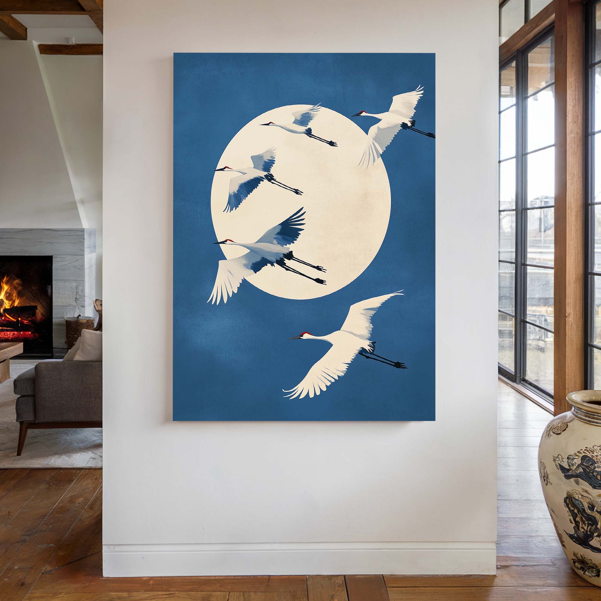 Midnight Cranes Canvas Print