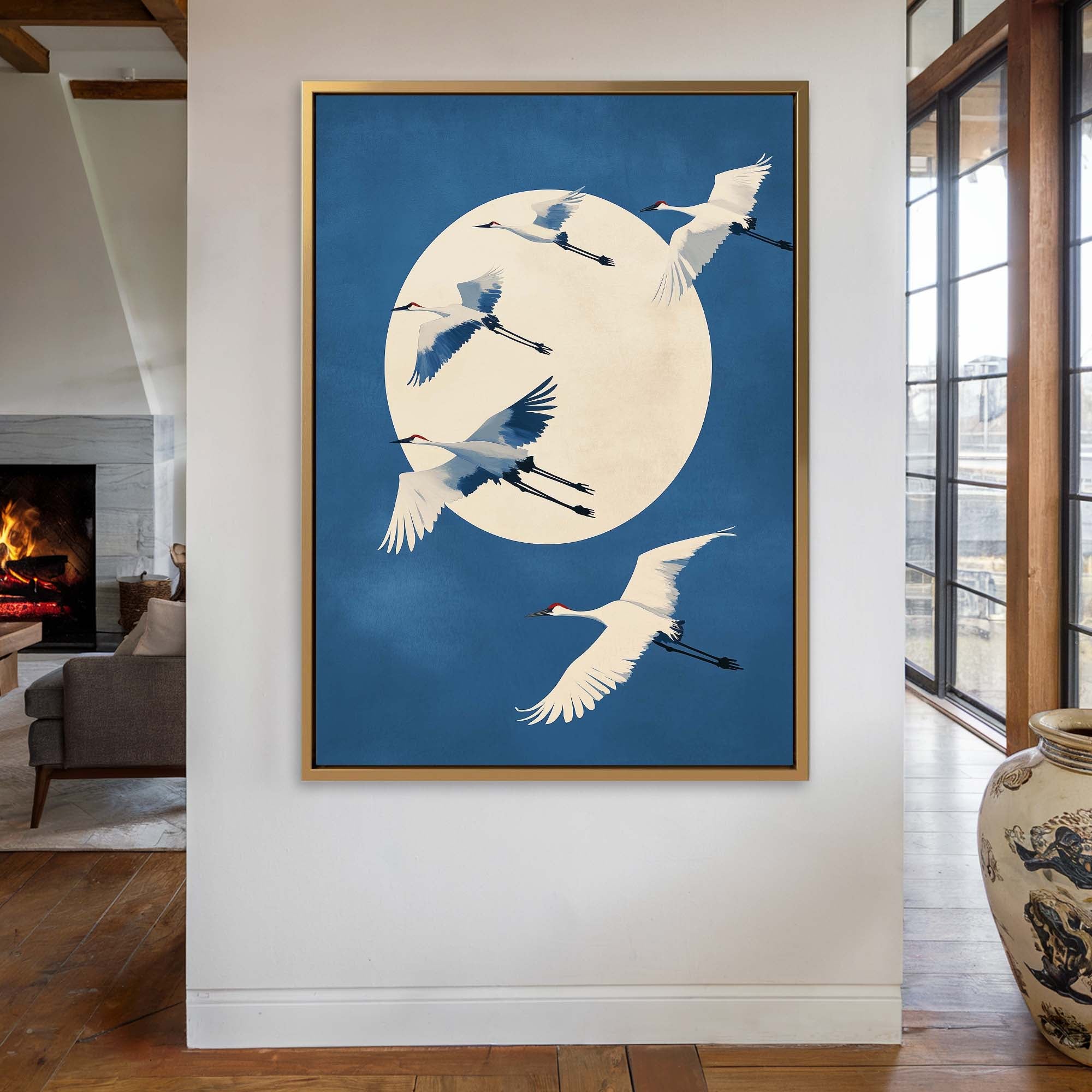 Midnight Cranes Canvas Print