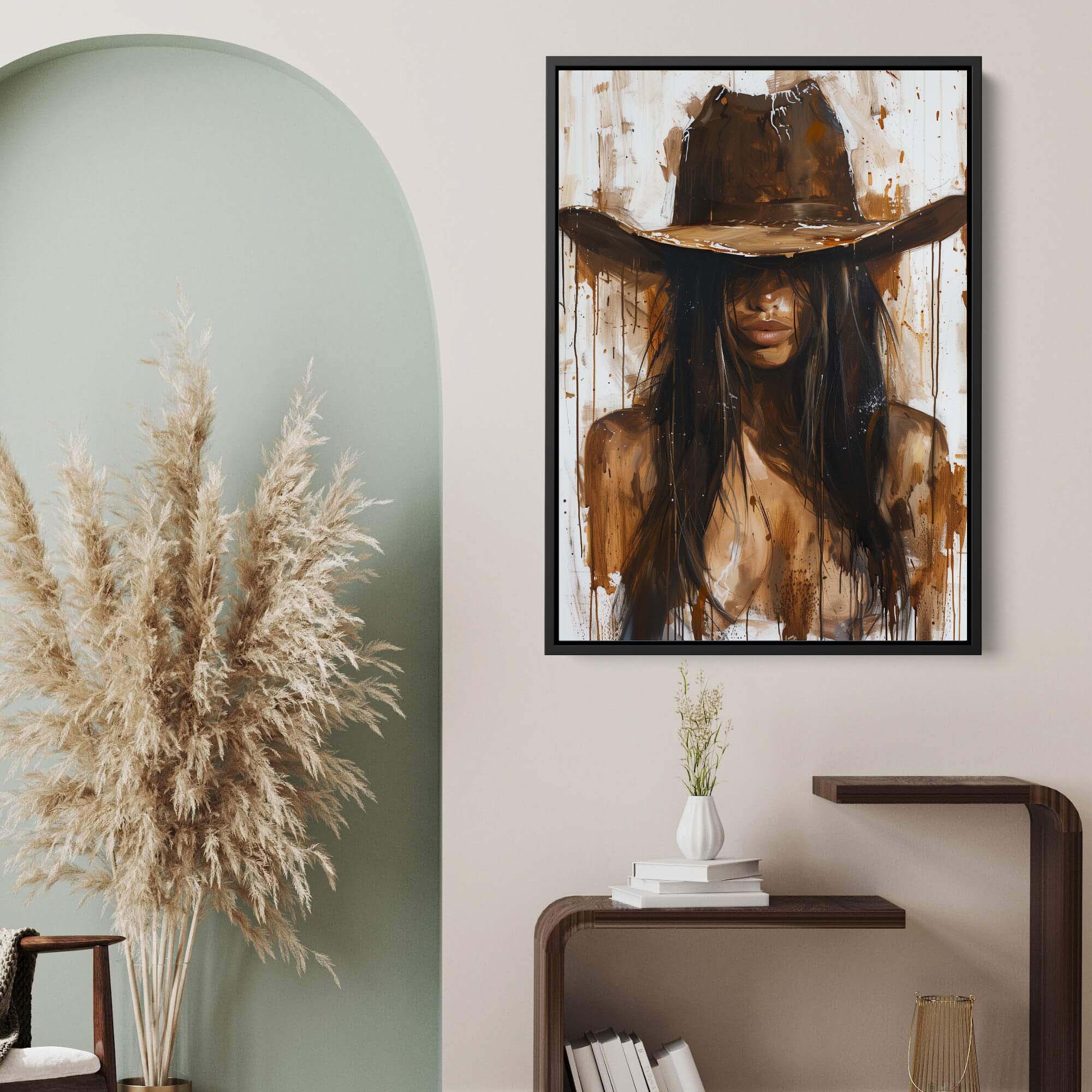 Mysterious Cowgirl Portrait Canvas Print