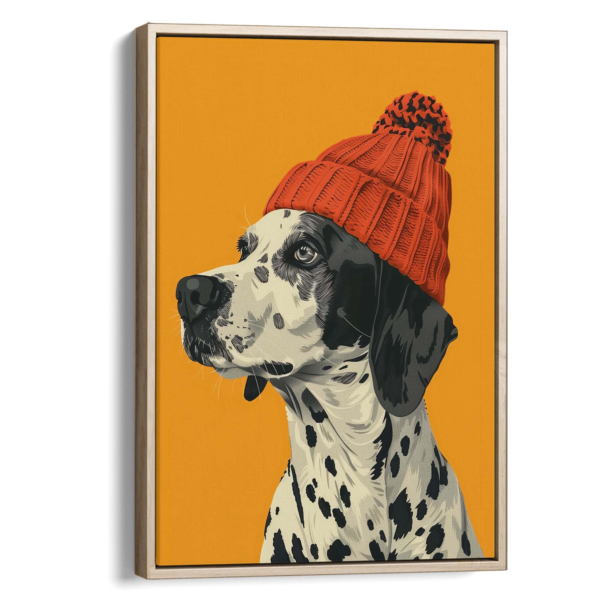 Orange Beanie Dalmatian Canvas Print