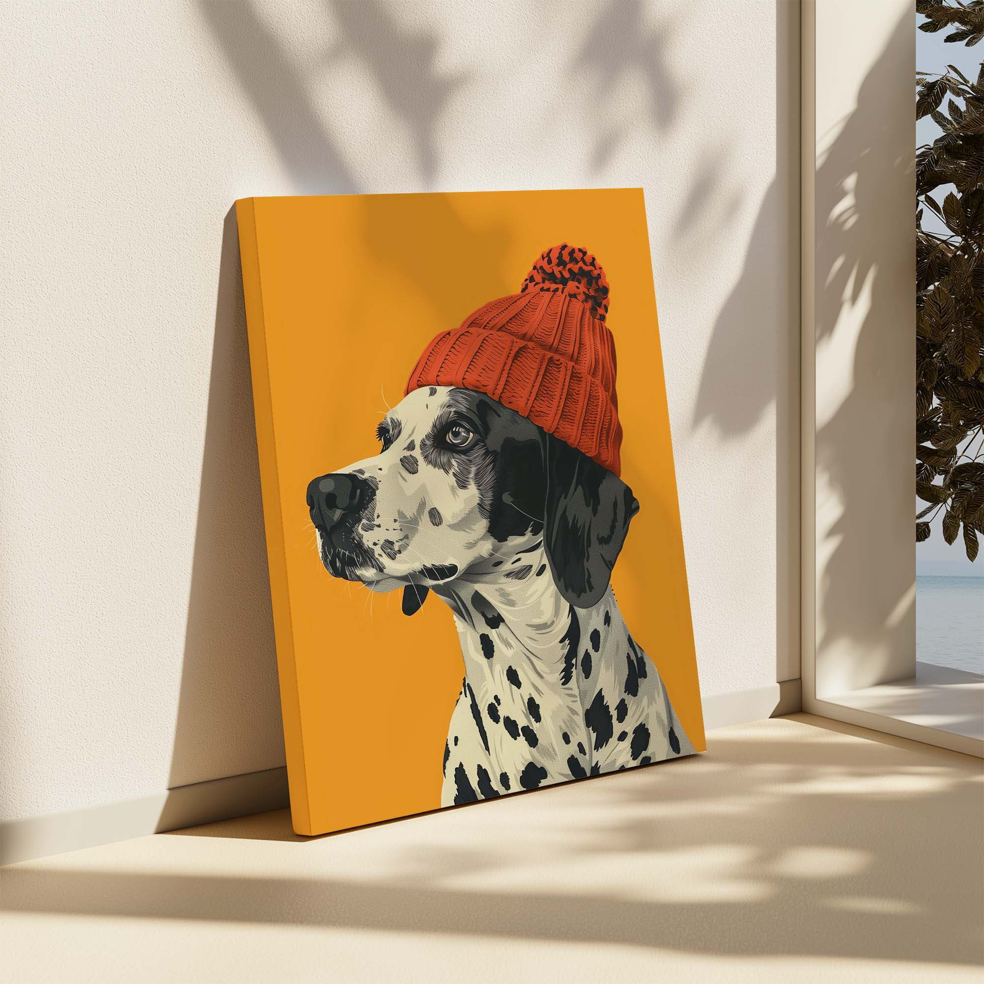Orange Beanie Dalmatian Canvas Print