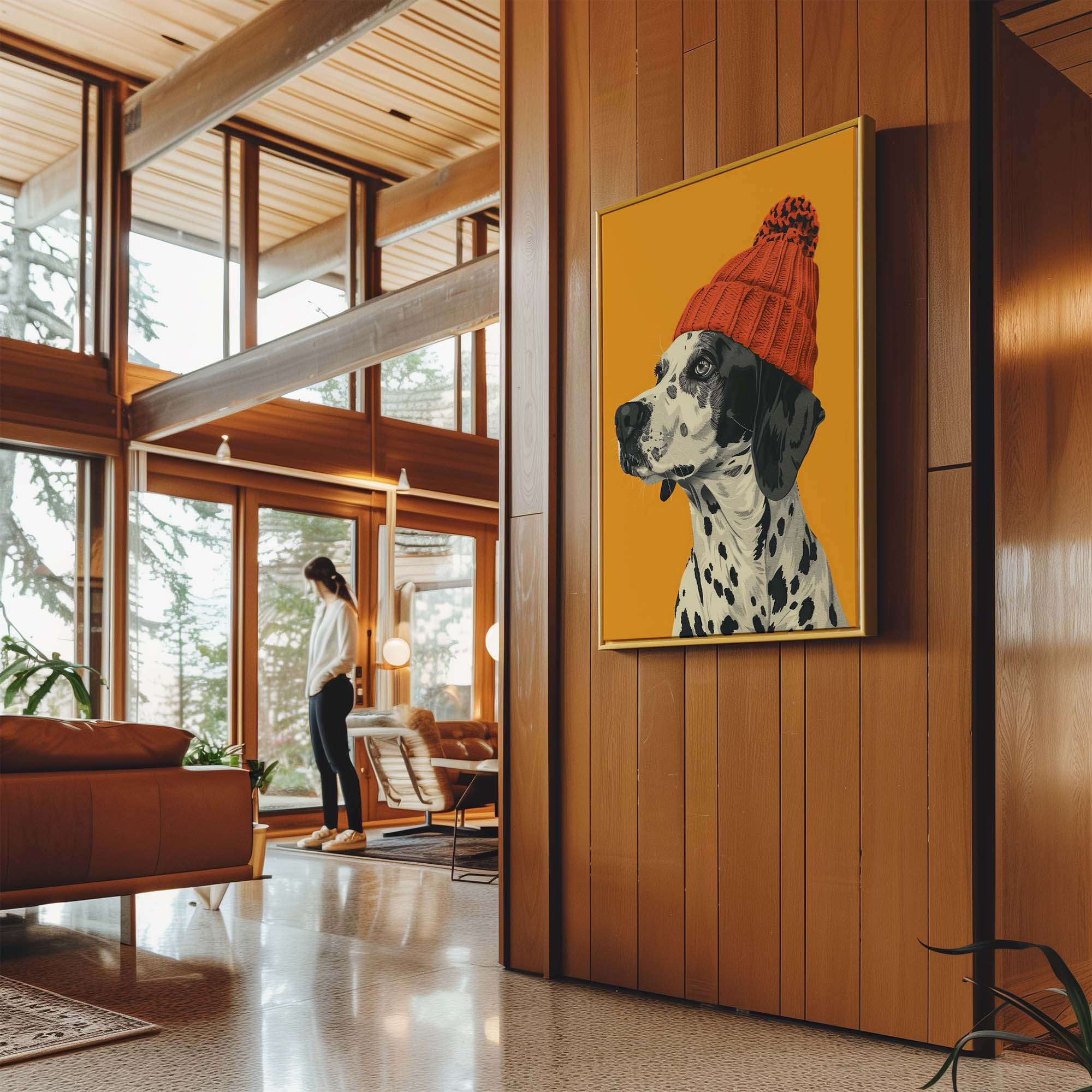 Orange Beanie Dalmatian Canvas Print