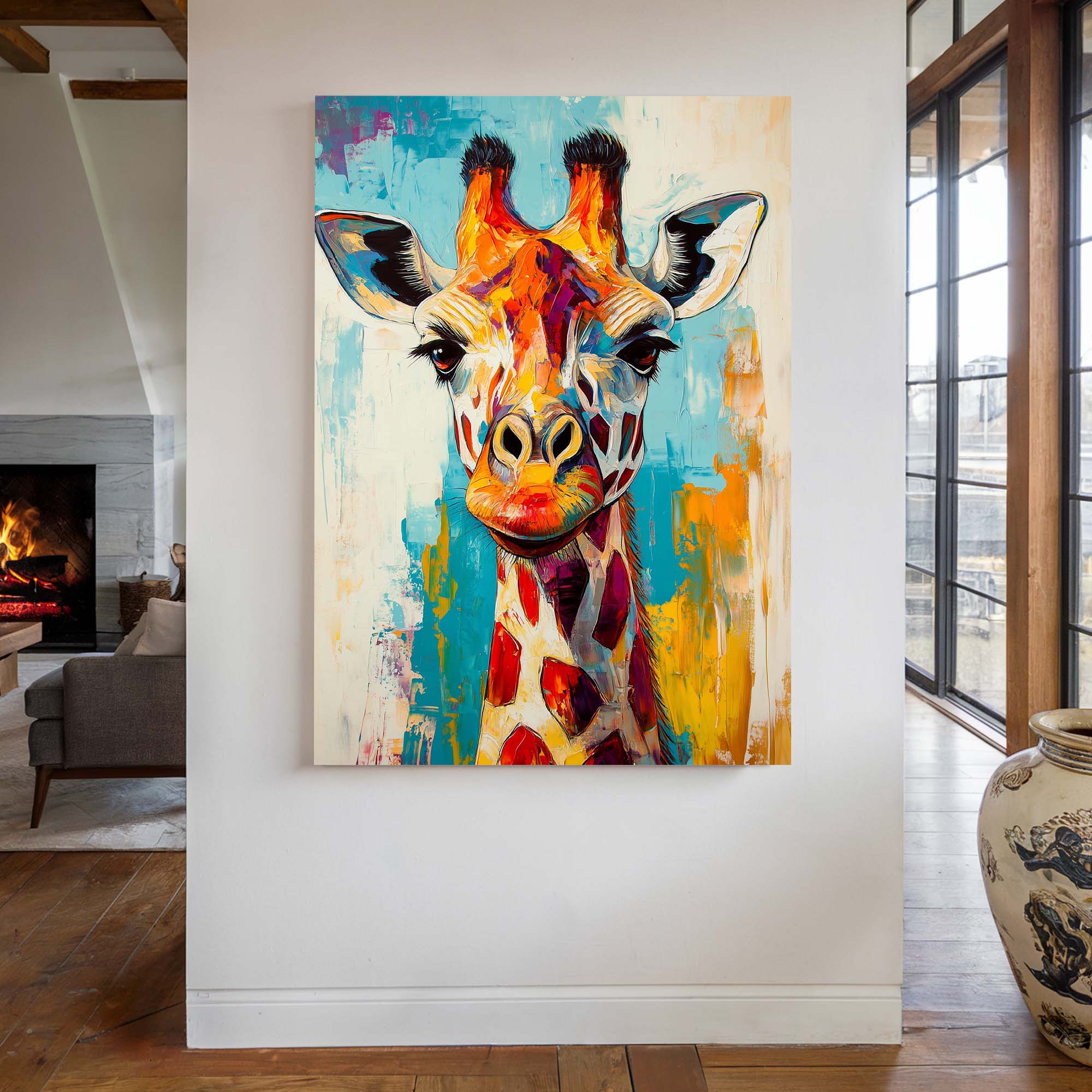Painted Giraffe Canvas Print Canvas Art Wildfrog Art