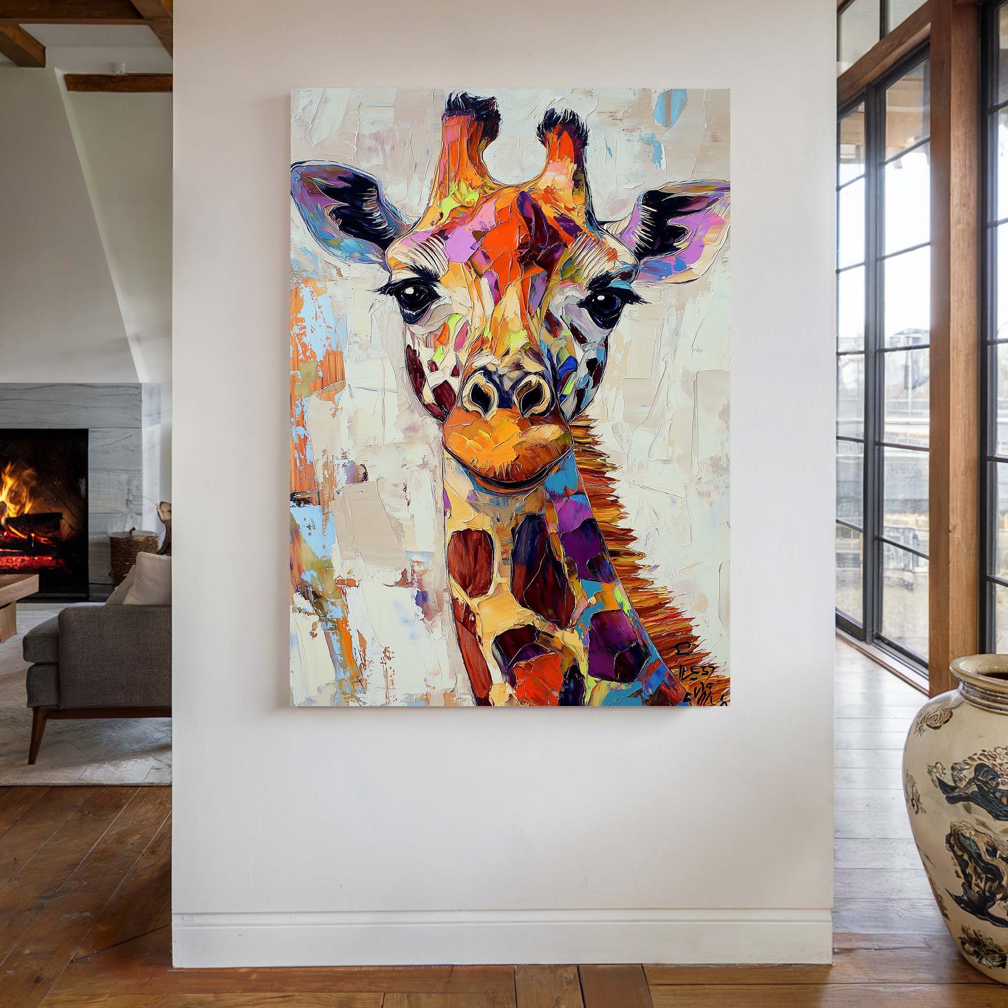 Patchwork Giraffe Canvas Print Canvas Art Wildfrog Art