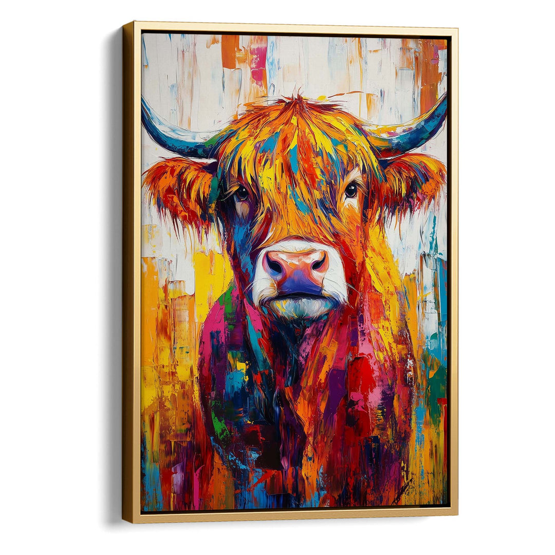 Patchwork Highland Cow No1 Canvas Print Canvas Art Wildfrog Art