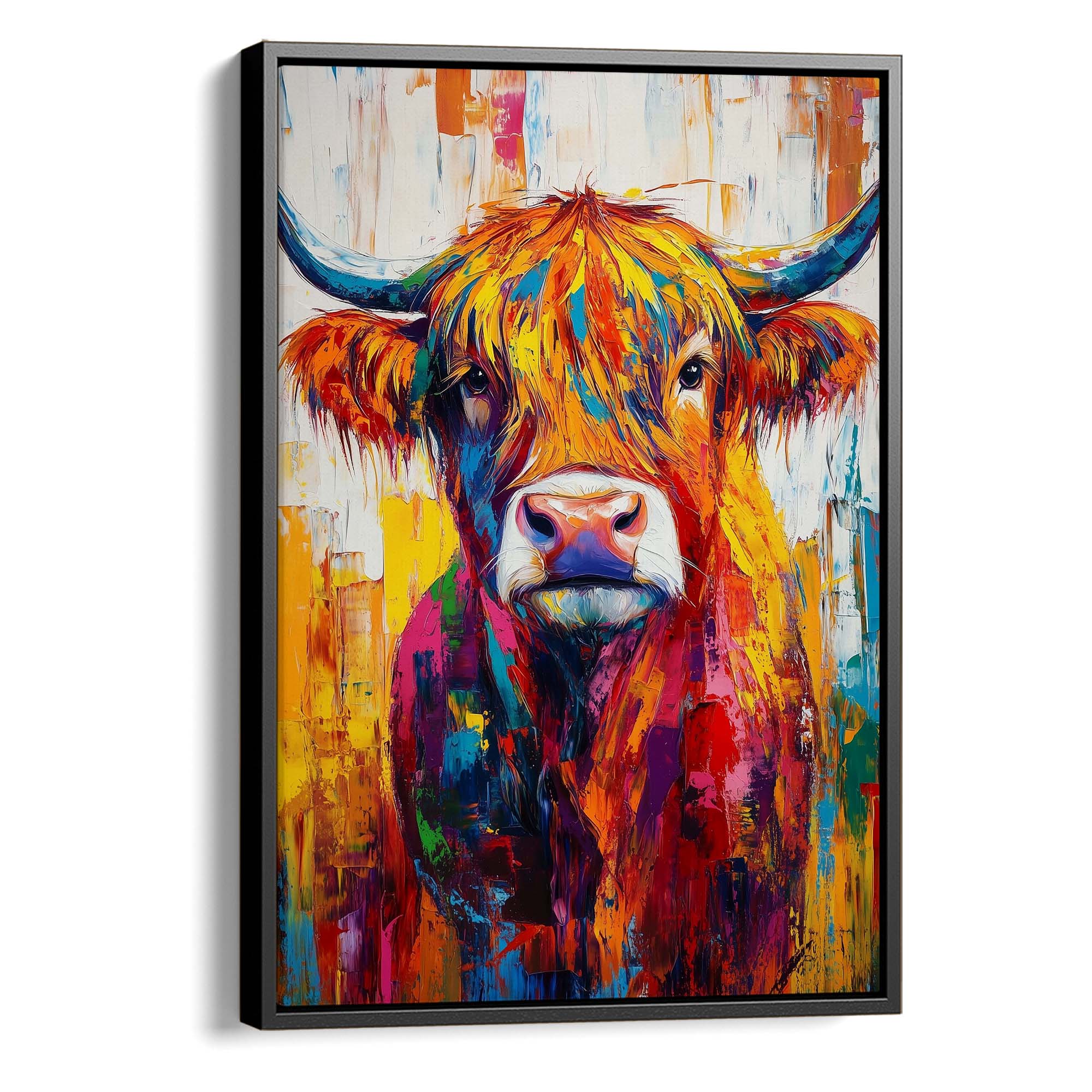 Patchwork Highland Cow No1 Canvas Print Canvas Art Wildfrog Art
