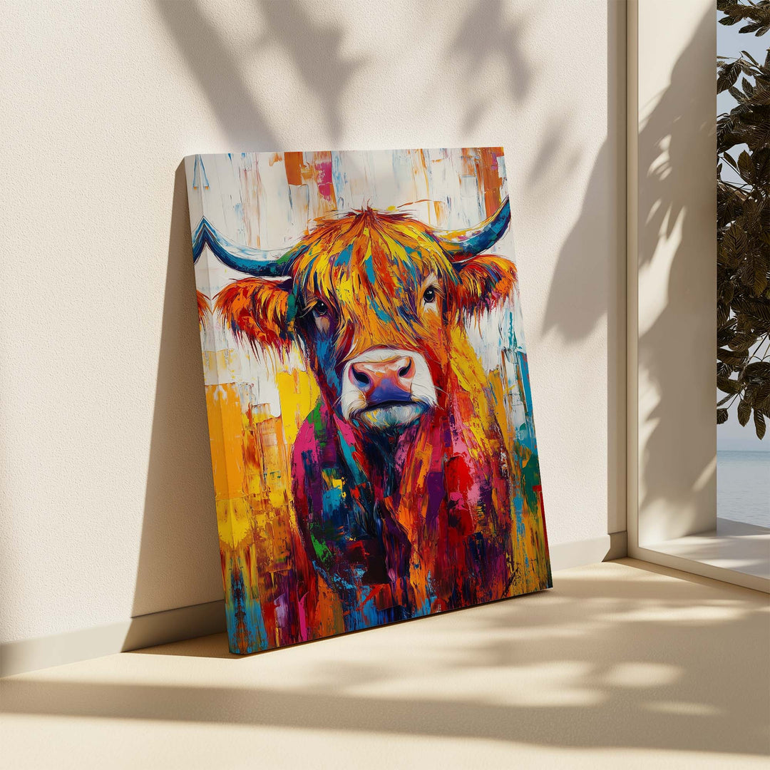 Patchwork Highland Cow No1 Canvas Print Canvas Art Wildfrog Art