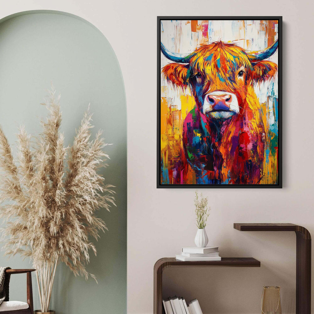 Patchwork Highland Cow No1 Canvas Print Canvas Art Wildfrog Art