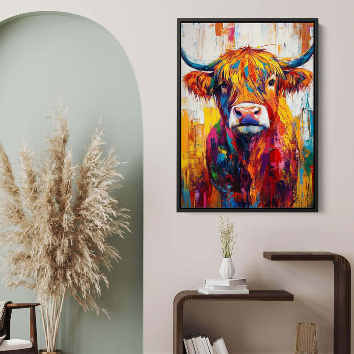 Patchwork Highland Cow No1 Canvas Print Canvas Art Wildfrog Art