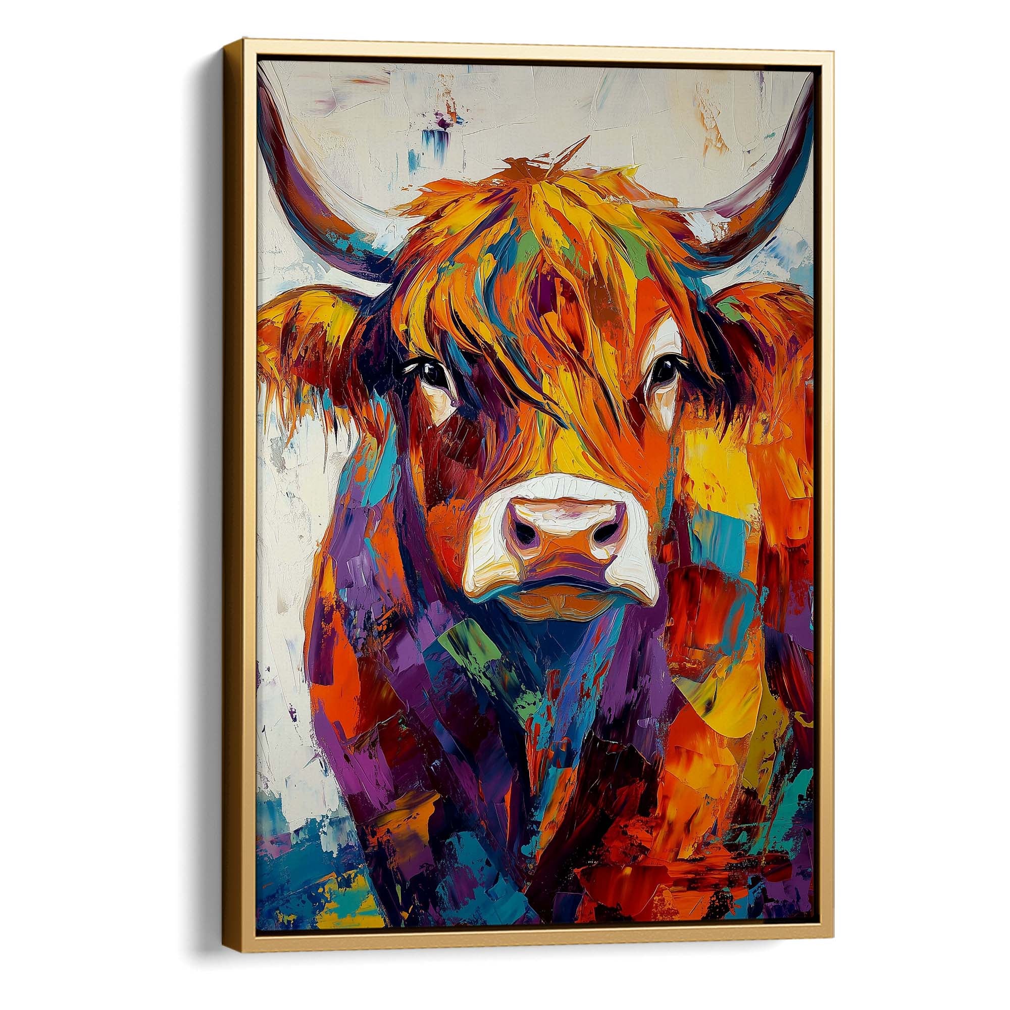 Patchwork Highland Cow No2 Canvas Print Canvas Art Wildfrog Art