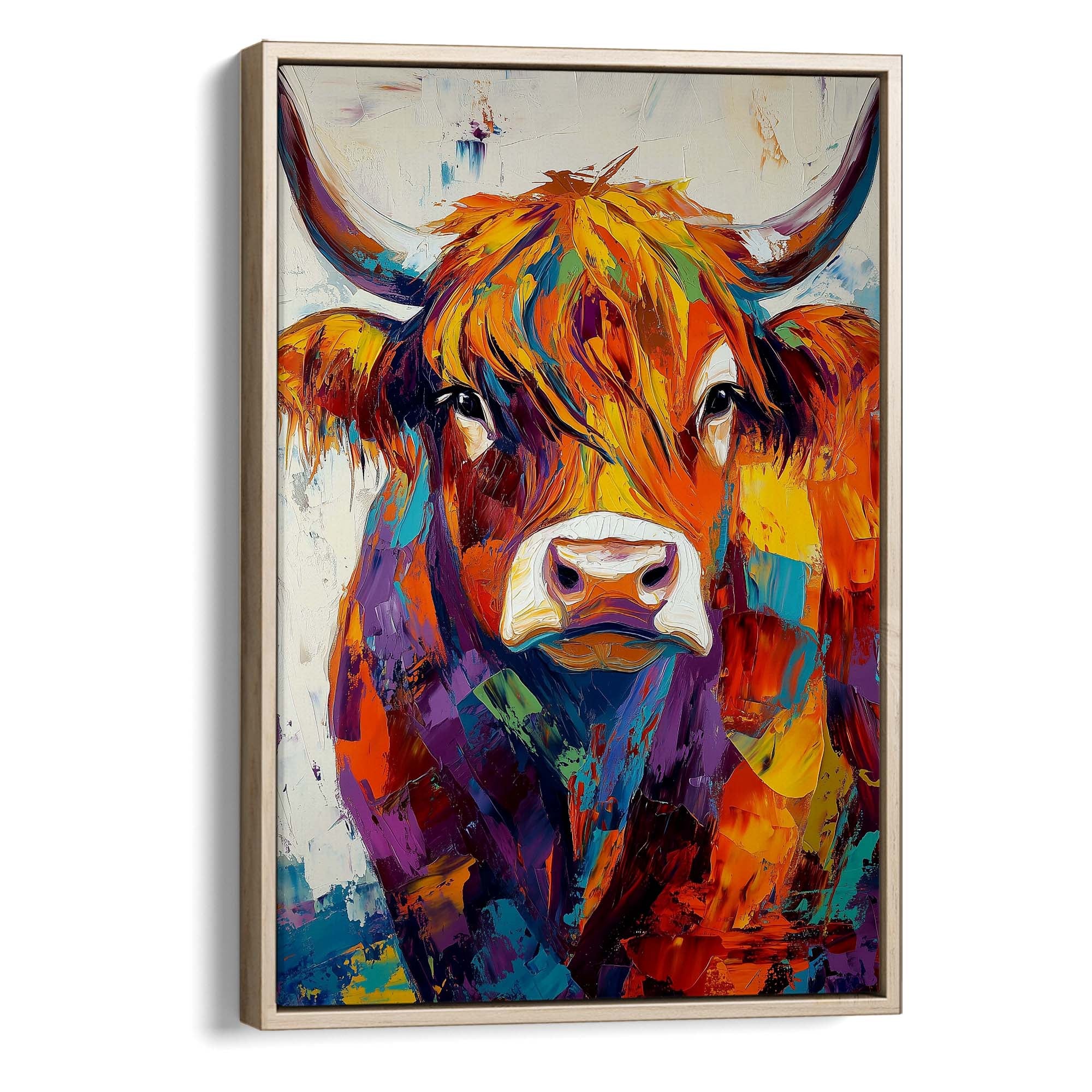 Patchwork Highland Cow No2 Canvas Print Canvas Art Wildfrog Art