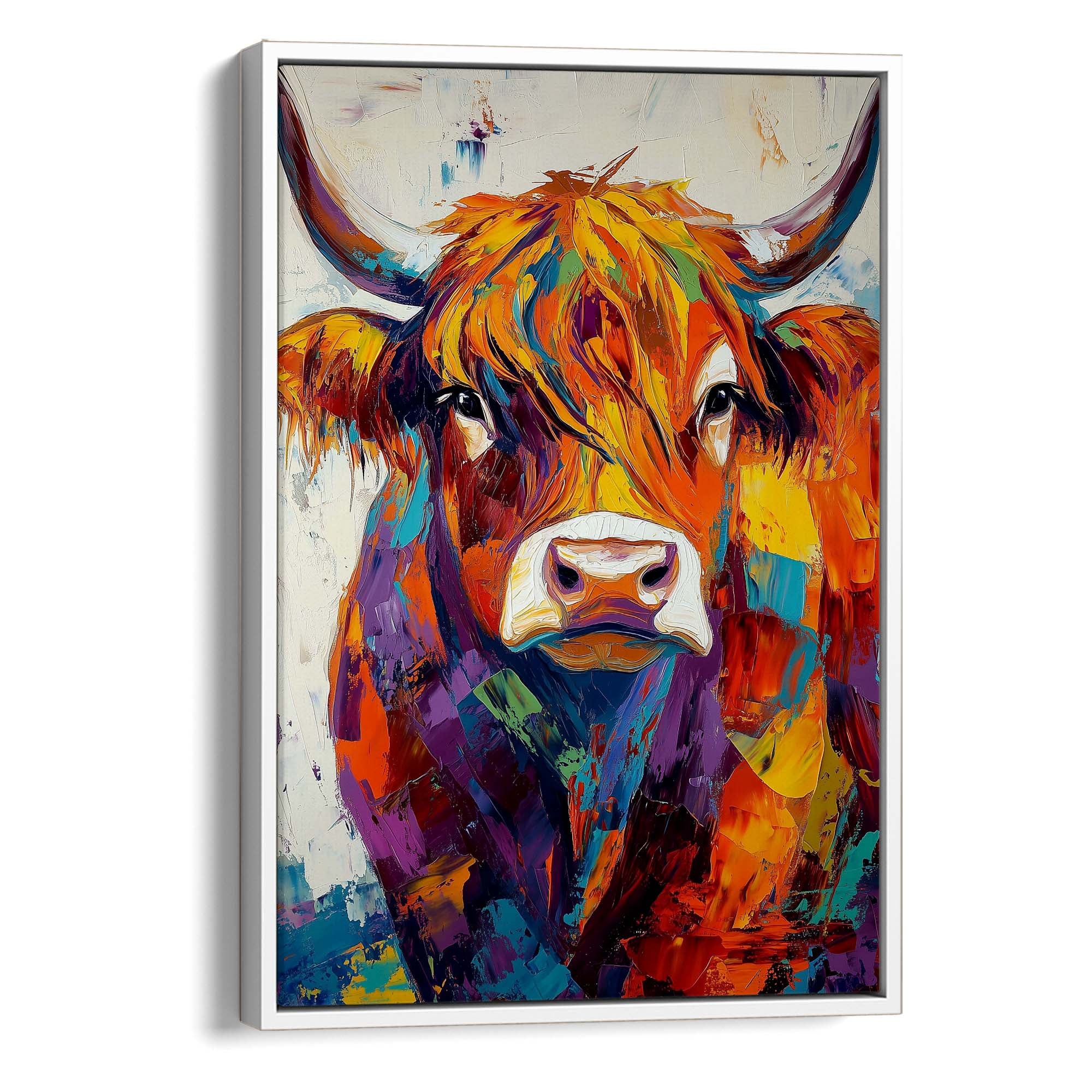 Patchwork Highland Cow No2 Canvas Print Canvas Art Wildfrog Art