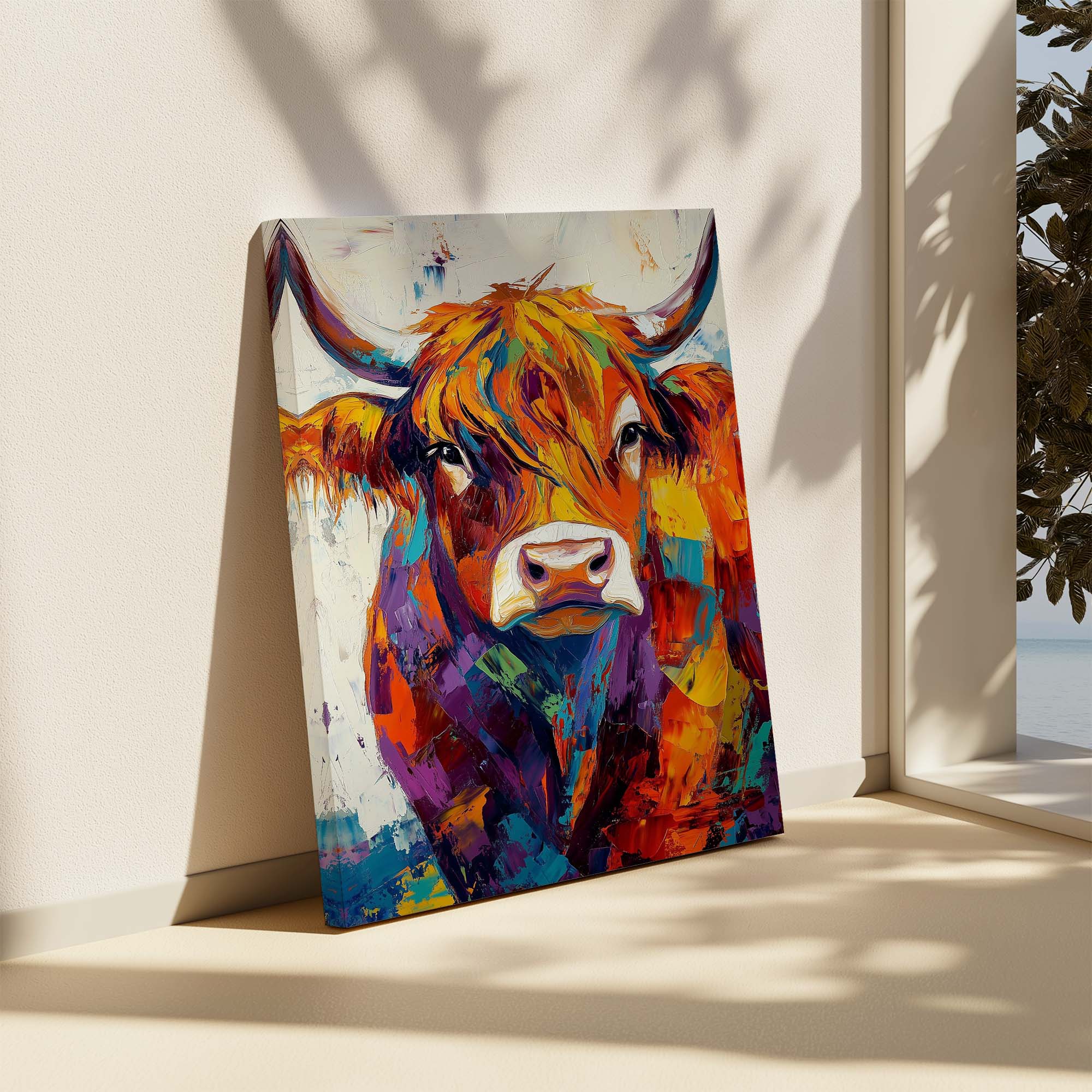 Patchwork Highland Cow No2 Canvas Print Canvas Art Wildfrog Art