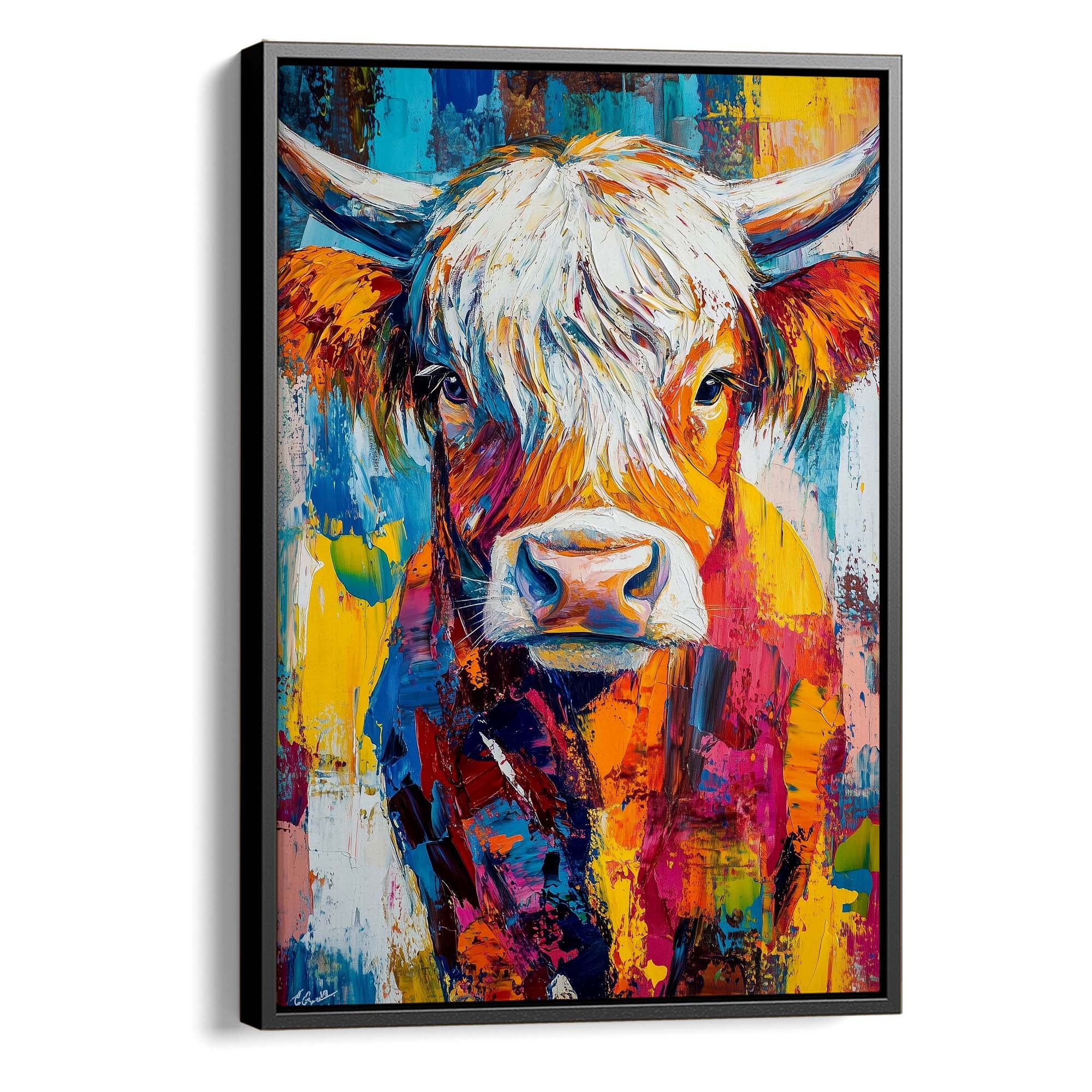 Patchwork Highland Cow No3 Canvas Print Canvas Art Wildfrog Art