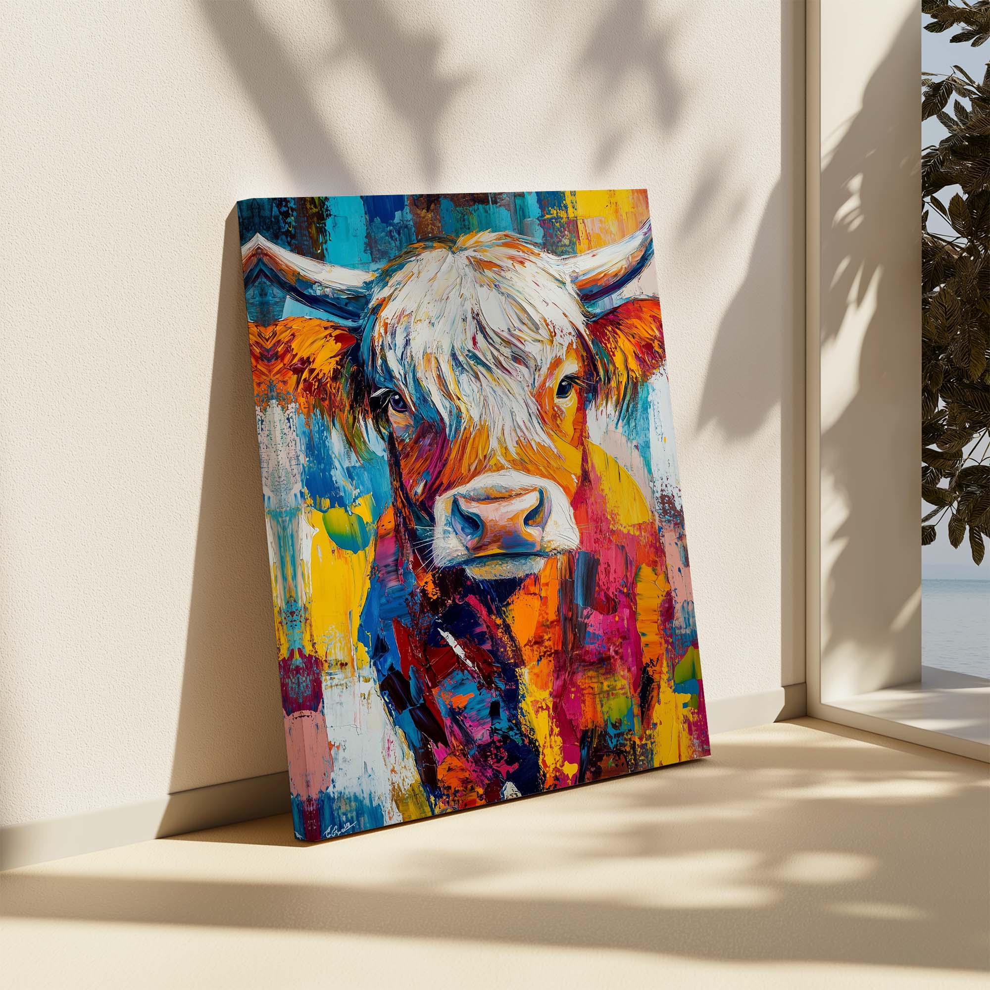 Patchwork Highland Cow No3 Canvas Print Canvas Art Wildfrog Art