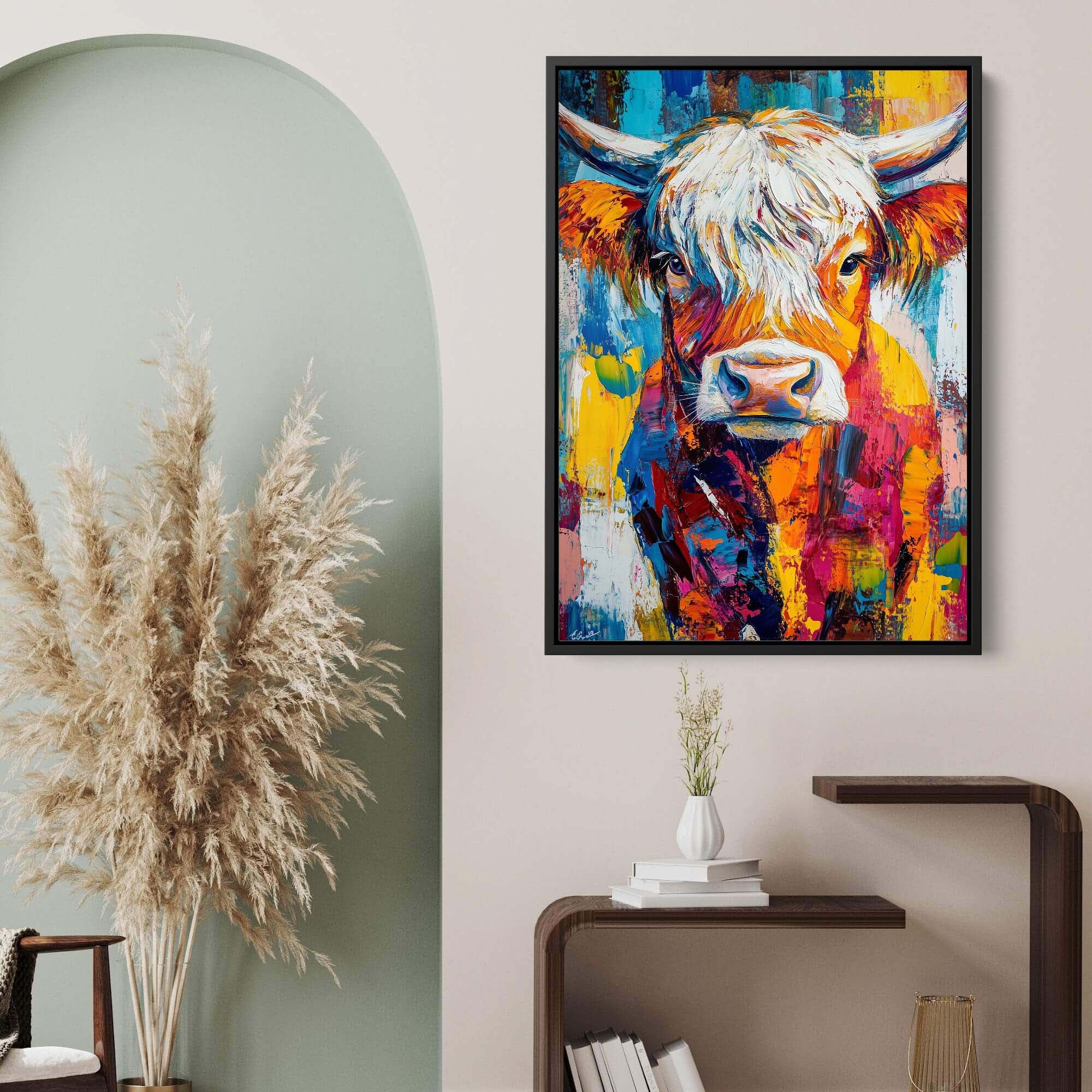 Patchwork Highland Cow No3 Canvas Print Canvas Art Wildfrog Art