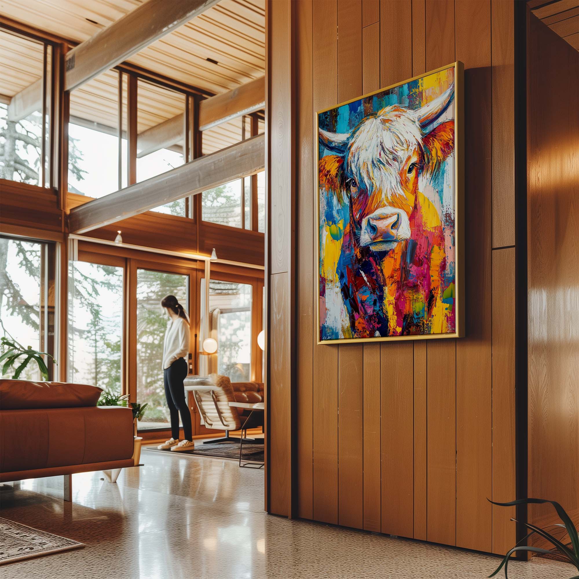 Patchwork Highland Cow No3 Canvas Print Canvas Art Wildfrog Art