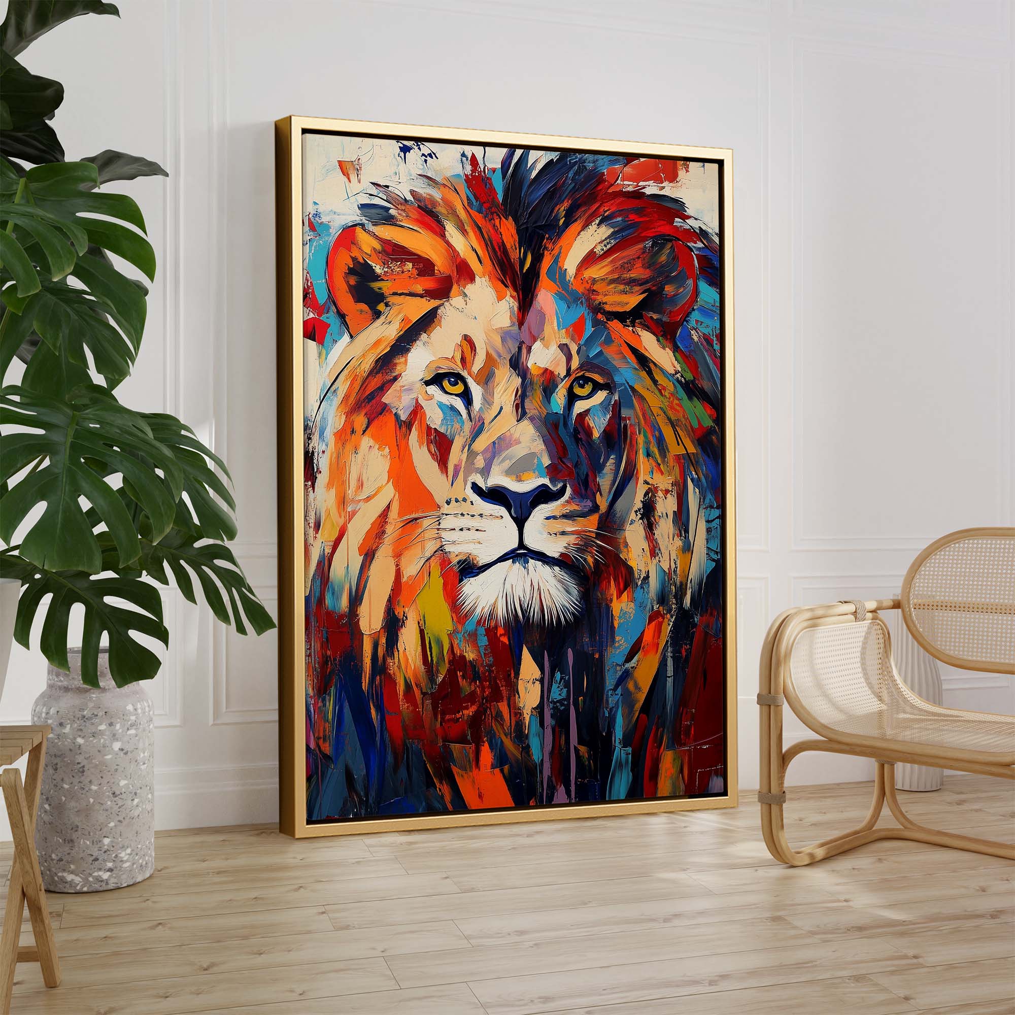 Patchwork Lion Canvas Print Canvas Art Wildfrog Art