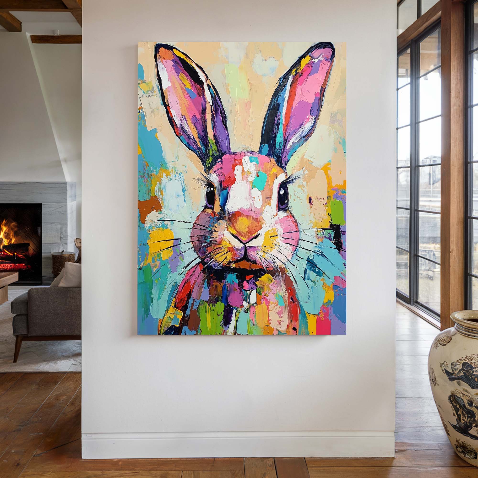 Patchwork Rabbit Canvas Print Canvas Art Wildfrog Art