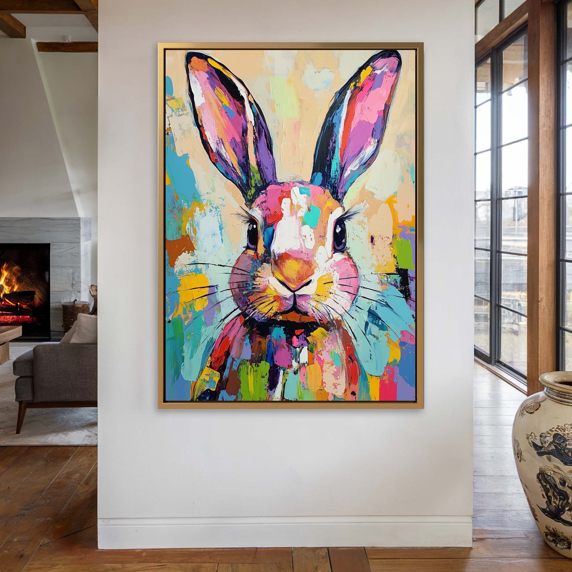 Patchwork Rabbit Canvas Print Canvas Art Wildfrog Art