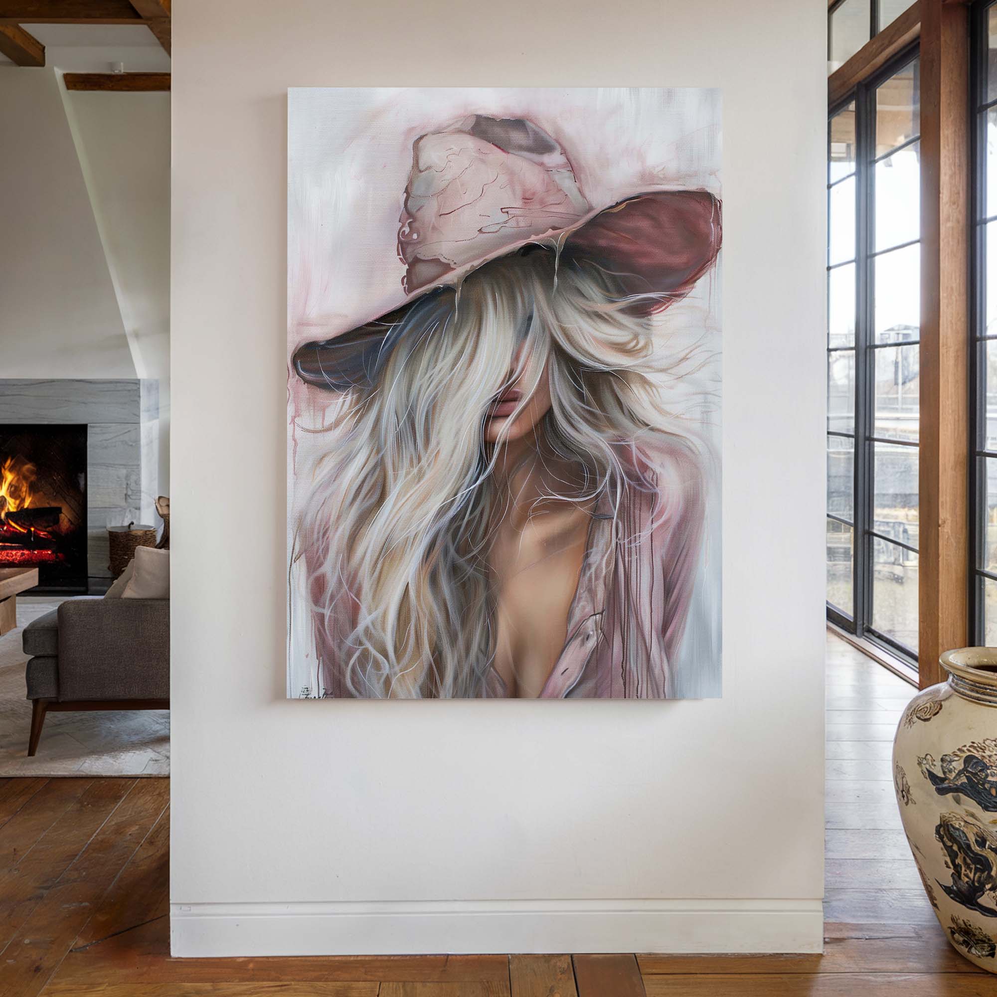 Pink Western Girl Canvas Print