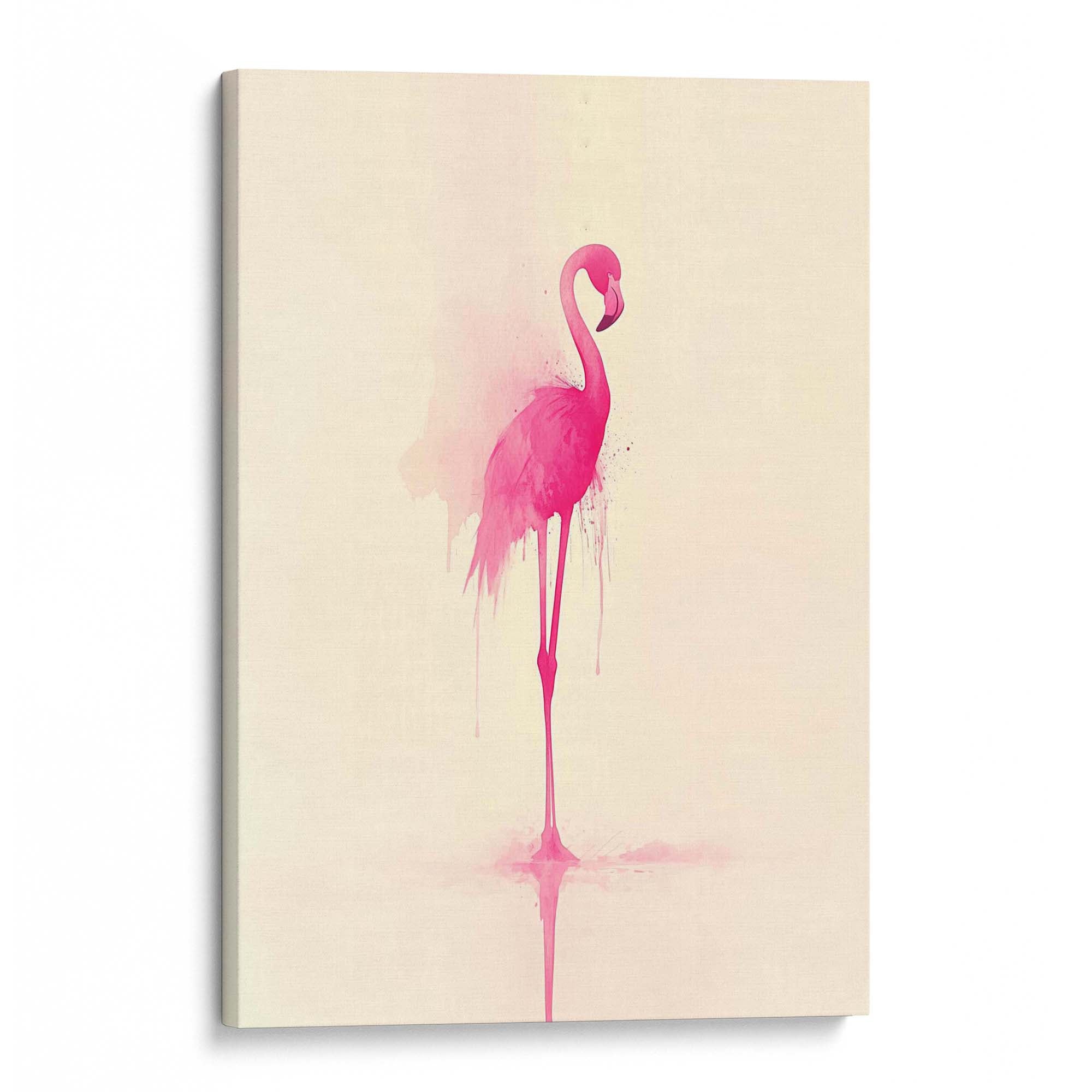 Pink Flamingo Splash Canvas Print