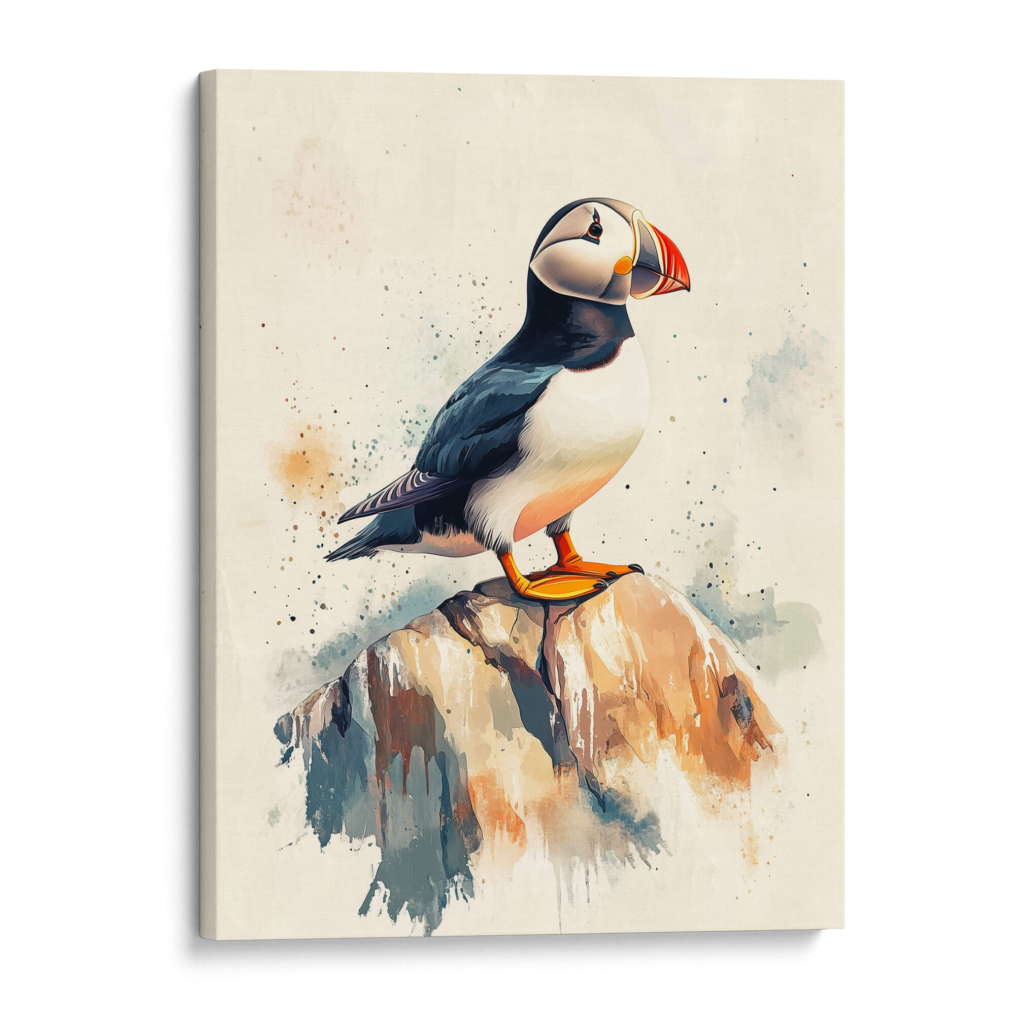 Puffin on Rock No1 Canvas Print